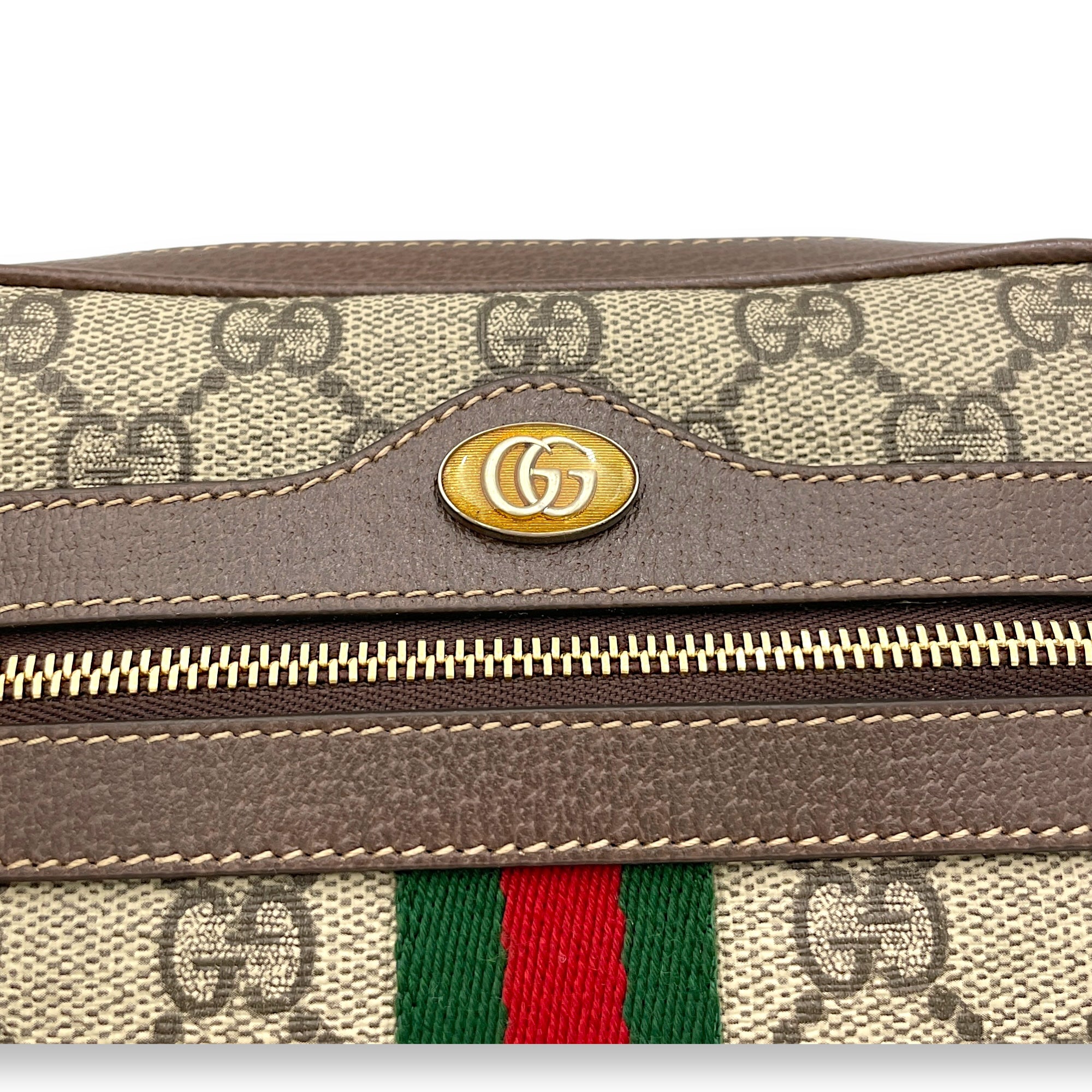 GG Supreme Web Ophidia Brown Crossbody Bag in Monogram Coated Canvas, Gold hardware - Image 7