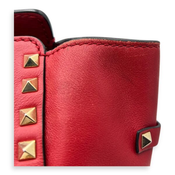Rockstud Top Handle Bag Red in Calfskin, Gold hardware - Image 17