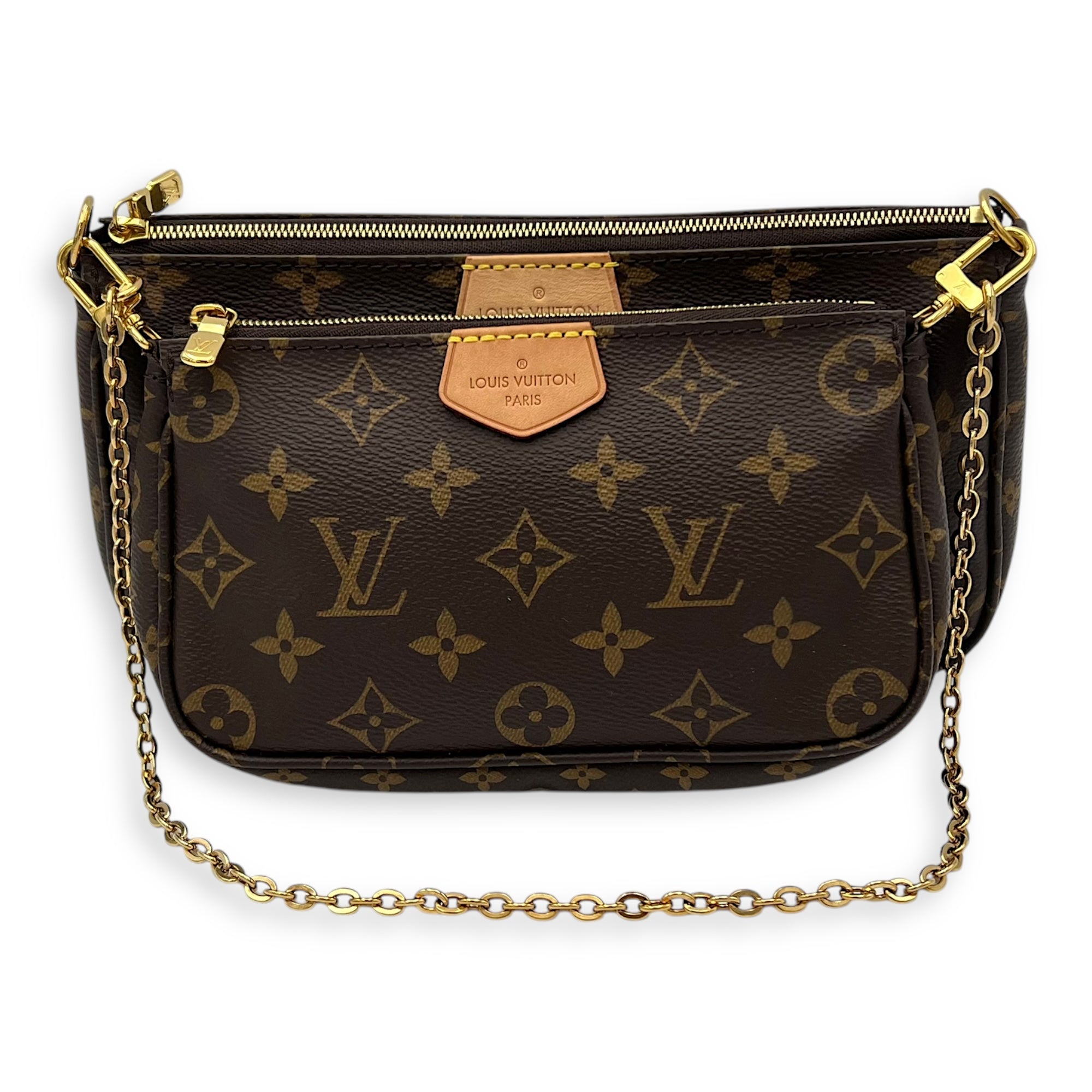 Multi-Pochette Accessoires Crossbody Bag Brown in Monogram Coated Canvas, Gold hardware - Image 17