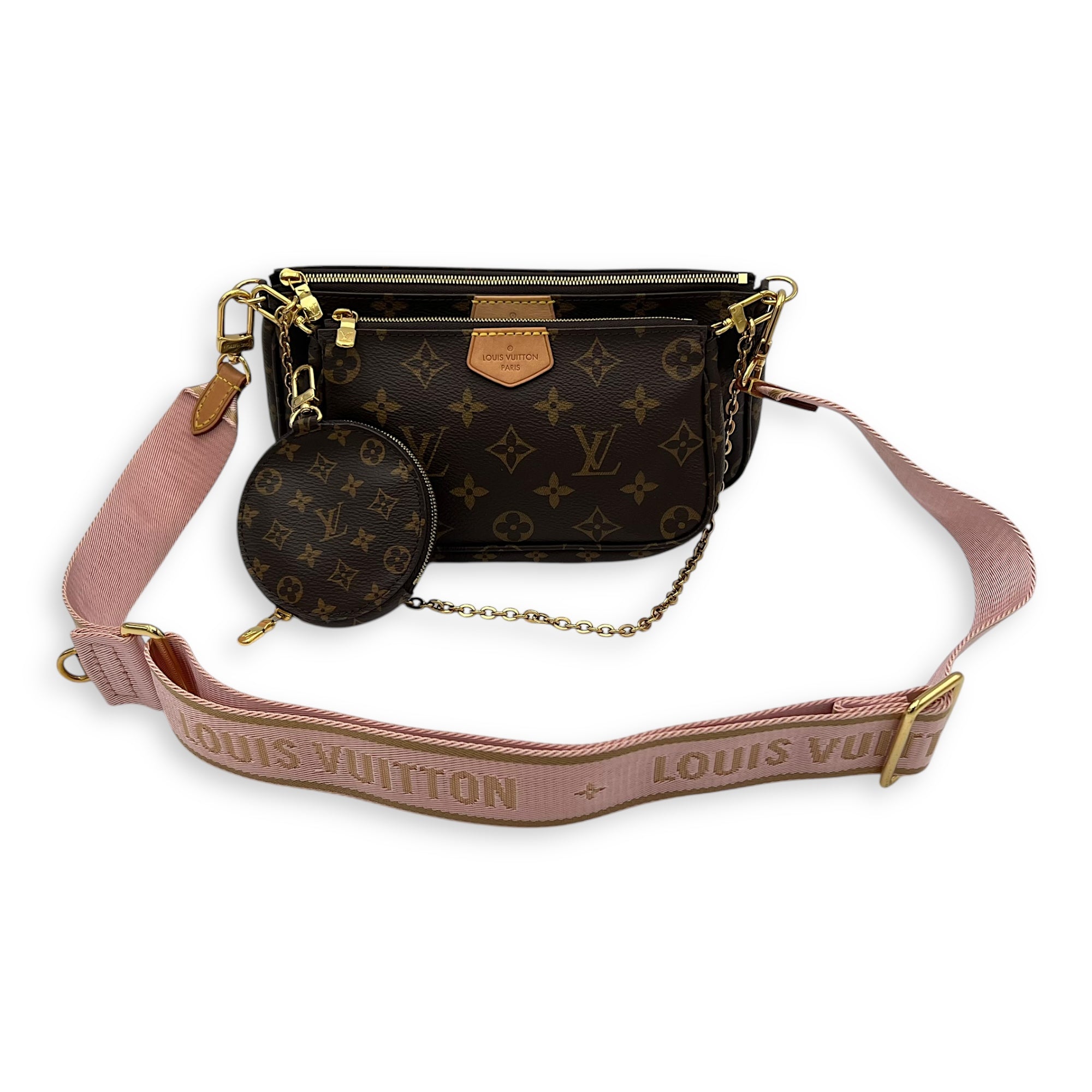 Multi-Pochette Accessoires Crossbody Bag Brown in Monogram Coated Canvas, Gold hardware - Image 18