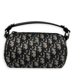 Roller Crossbody Bag Blue in Jacquard, Silver hardware