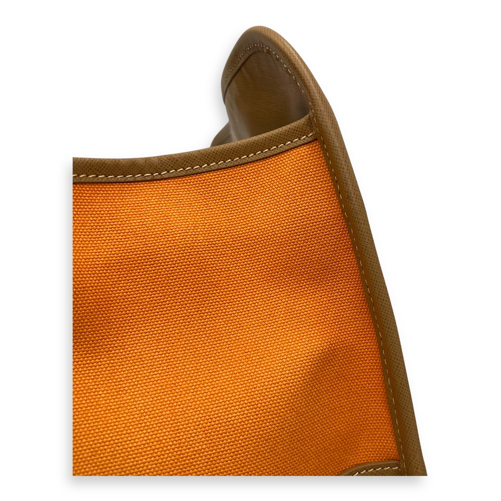 Logo Orange and Brown Top Handle Bag in Saffiano Leather and Canvas, Gold hardware - Image 20