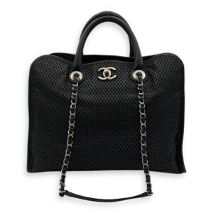 Up In The Air Black Top Handle Bag in Calfskin, Silver hardware