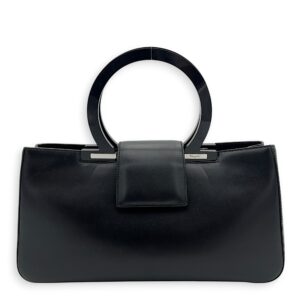 Vintage Top Handle Bag Black in Calfskin, Silver hardware