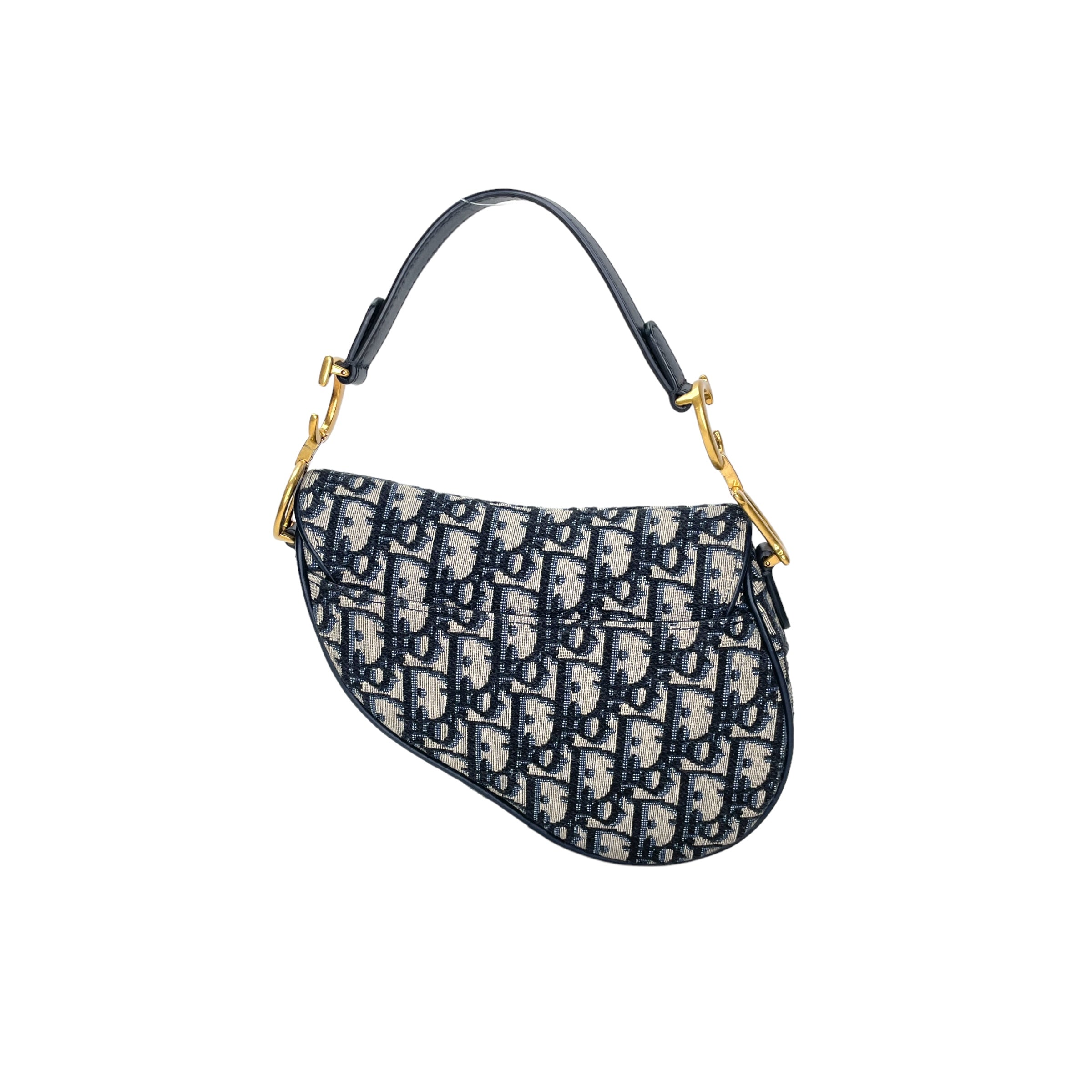 Saddle Mini Blue Top Handle Bag in Jacquard, Gold hardware - Image 2