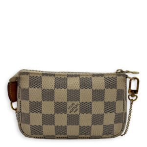 Pochette Accessoires Mini Damier Azur Pouch in Coated Canvas, Gold hardware