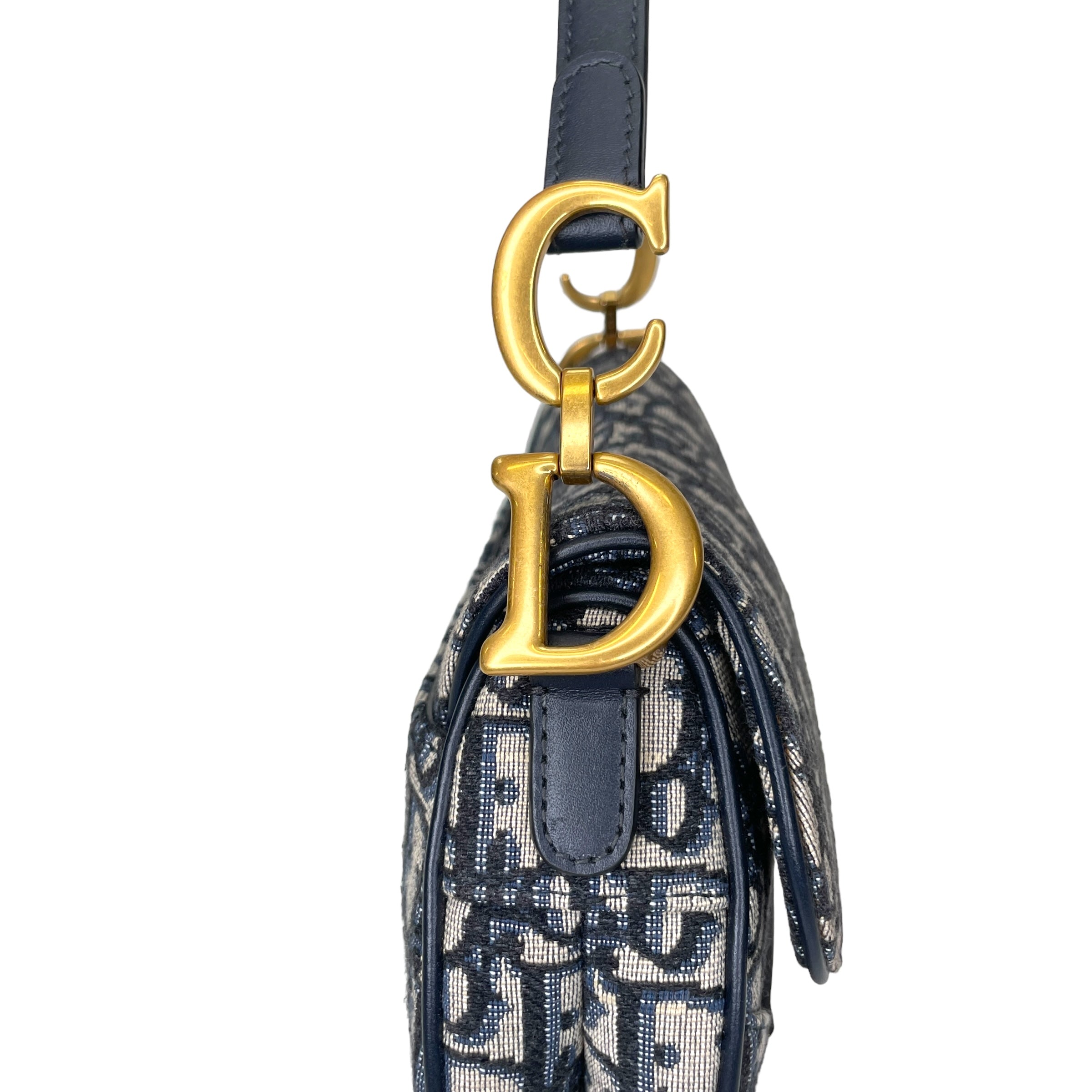 Saddle Mini Blue Top Handle Bag in Jacquard, Gold hardware - Image 8