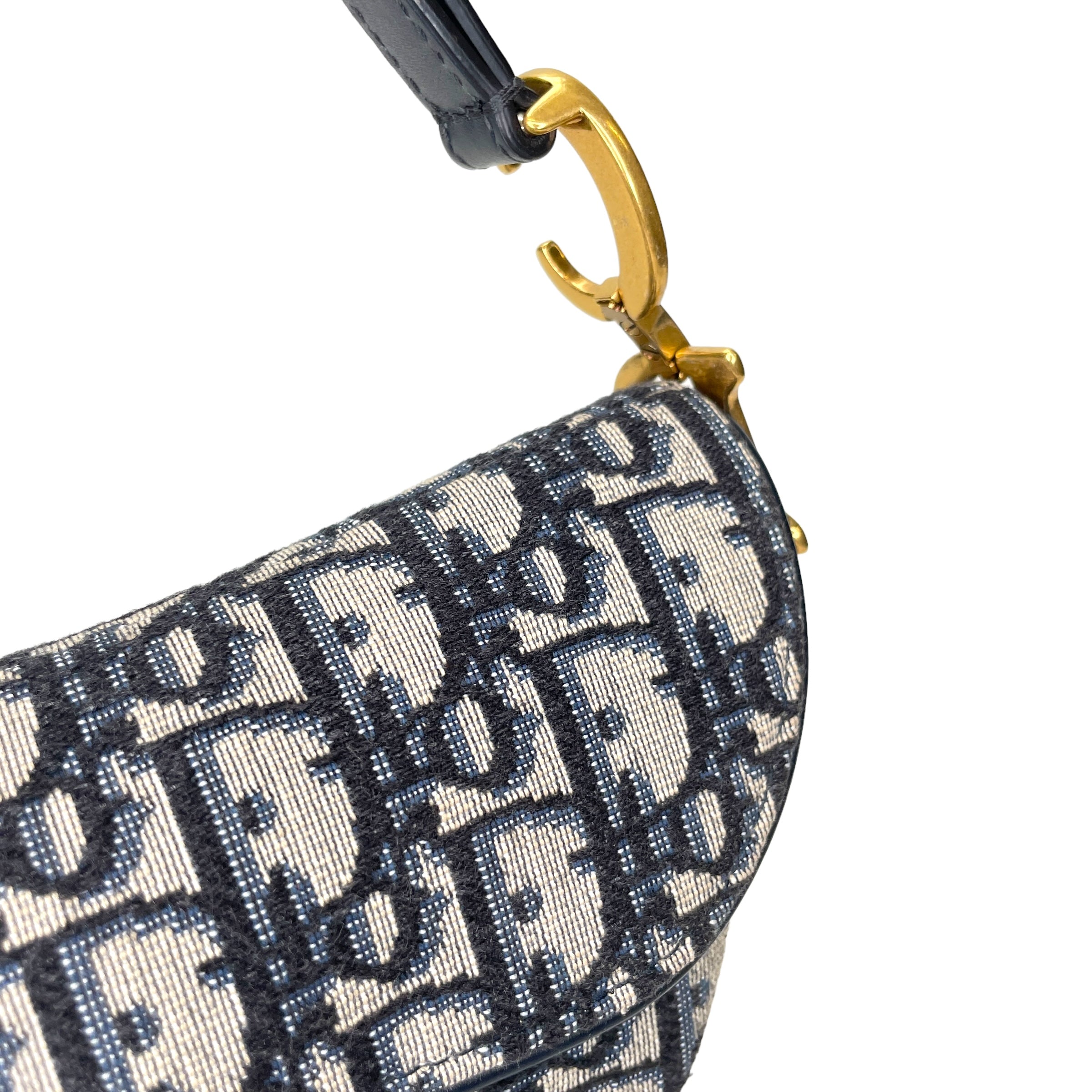 Saddle Mini Blue Top Handle Bag in Jacquard, Gold hardware - Image 9