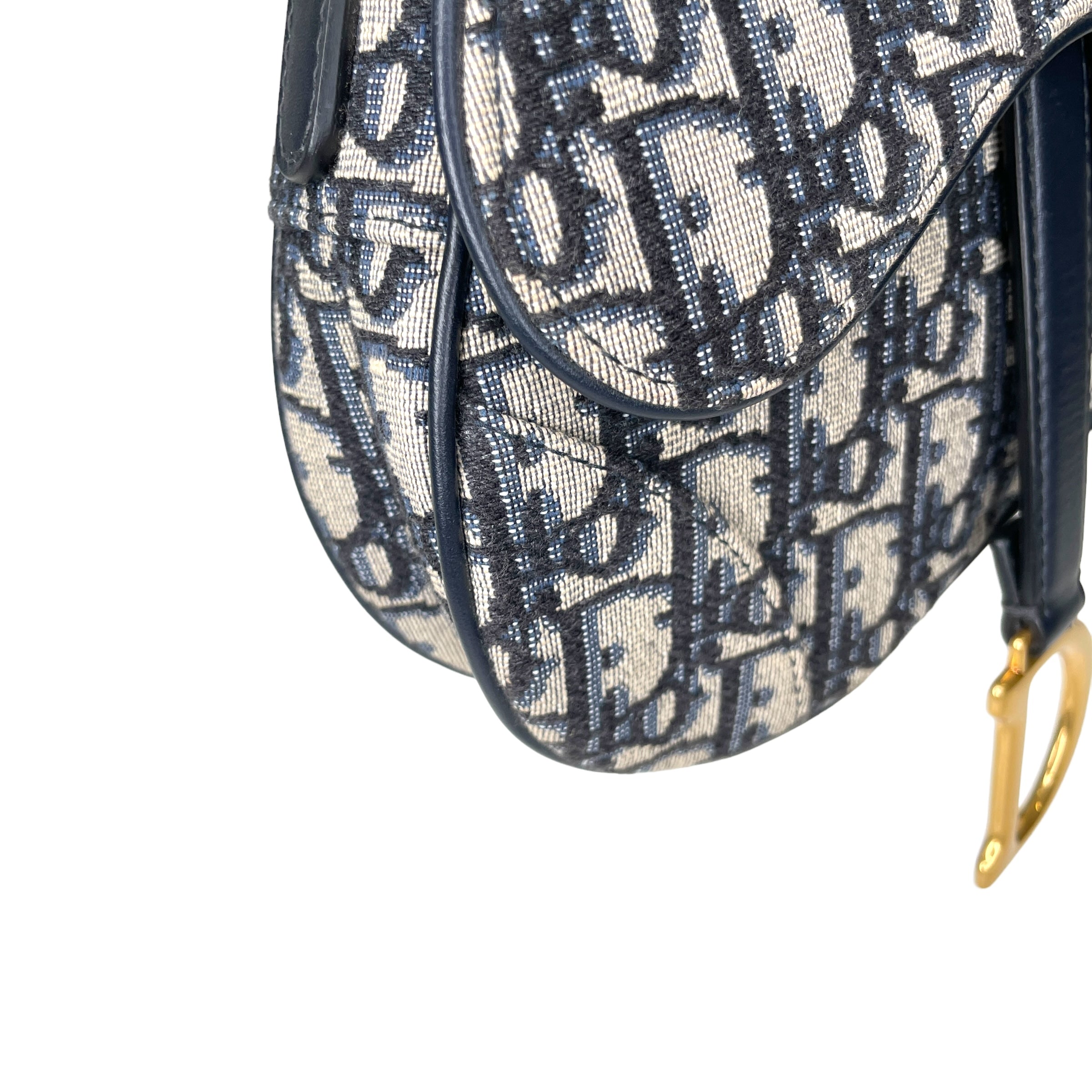 Saddle Mini Blue Top Handle Bag in Jacquard, Gold hardware - Image 10