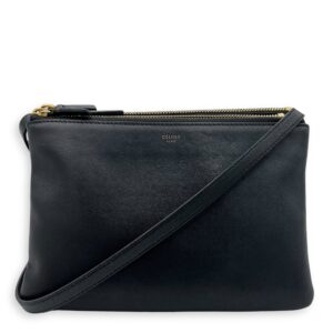 Trio Black Crossbody Bag in Lambskin, Gold hardware