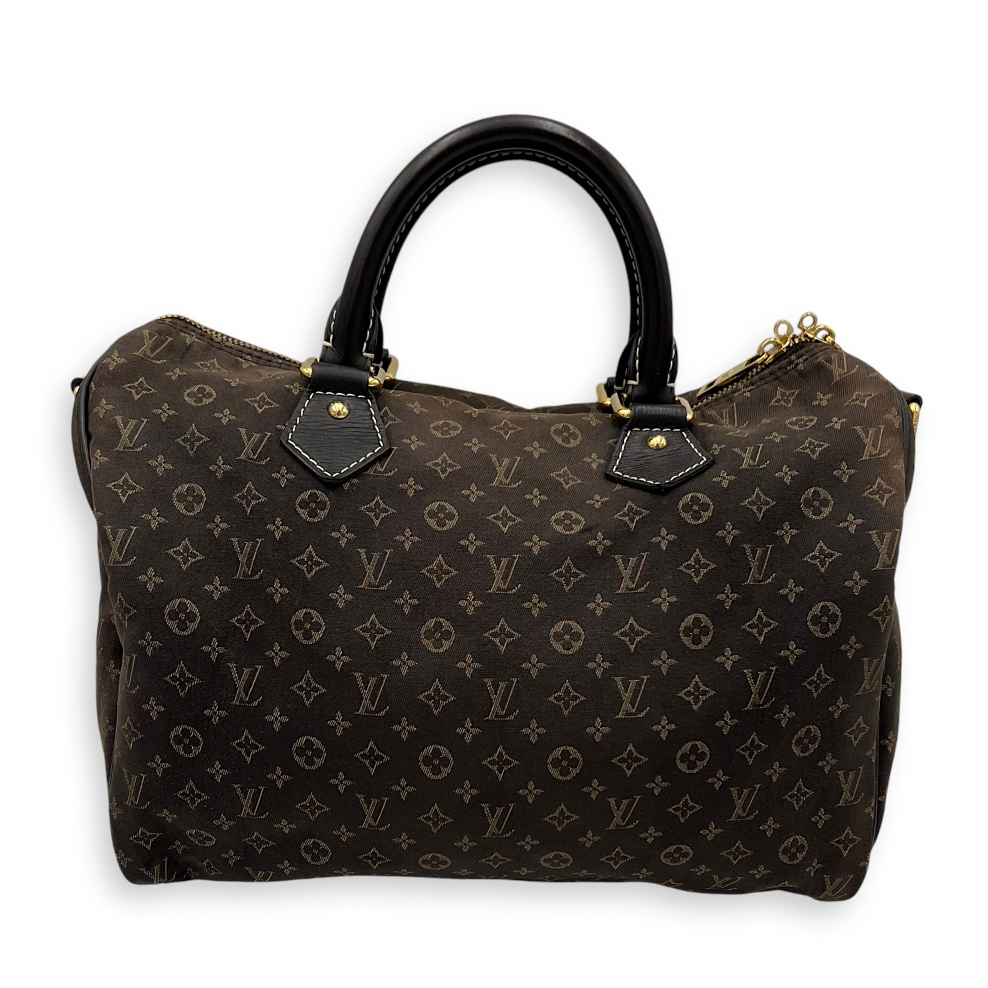Speedy Bandouliere Monogram Mini Lin Top Handle Bag in Jacquard, Gold hardware - Image 9
