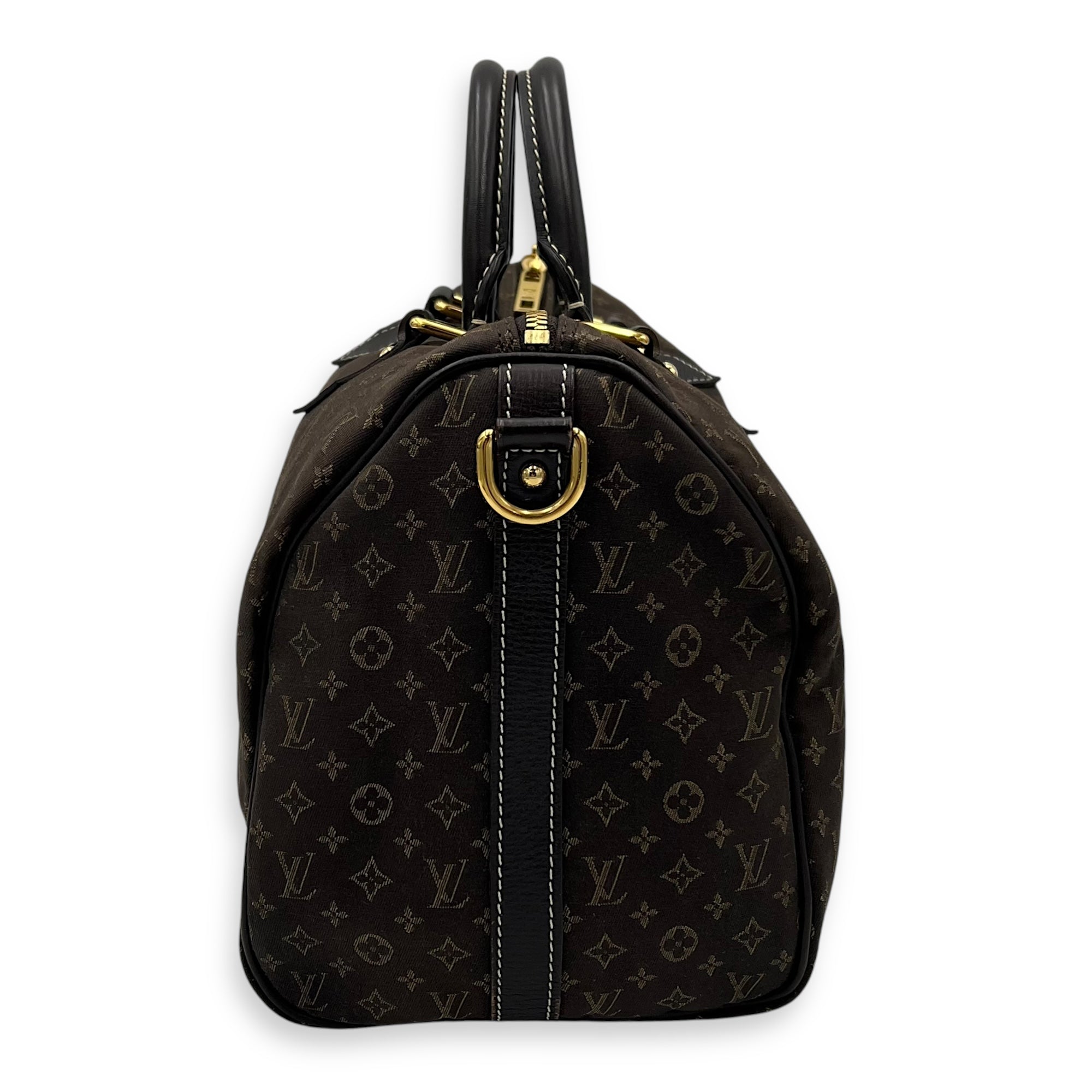 Speedy Bandouliere Monogram Mini Lin Top Handle Bag in Jacquard, Gold hardware - Image 12
