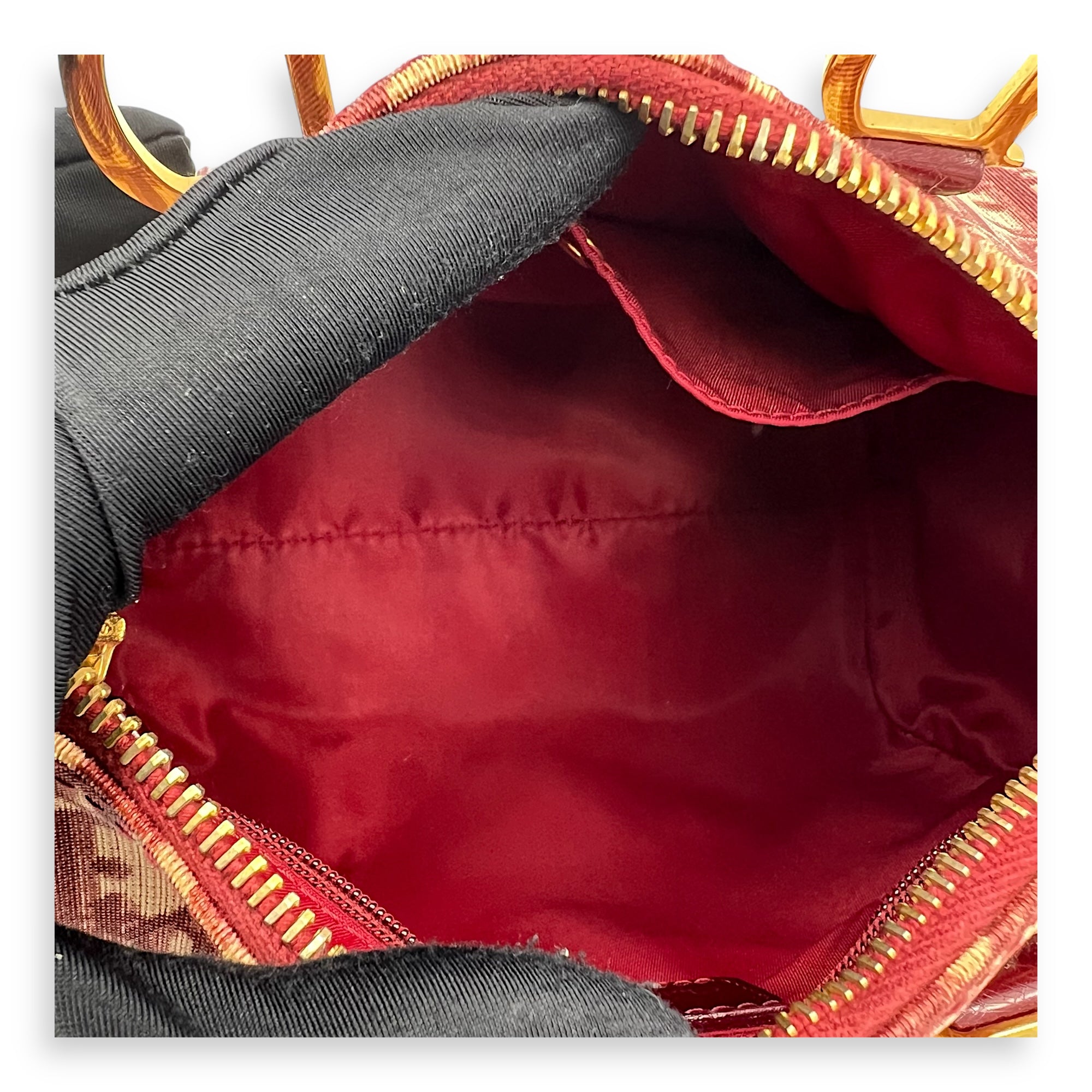 Vintage Trotter Boston Mini Red Top Handle Bag in Coated Canvas, Gold hardware - Image 6