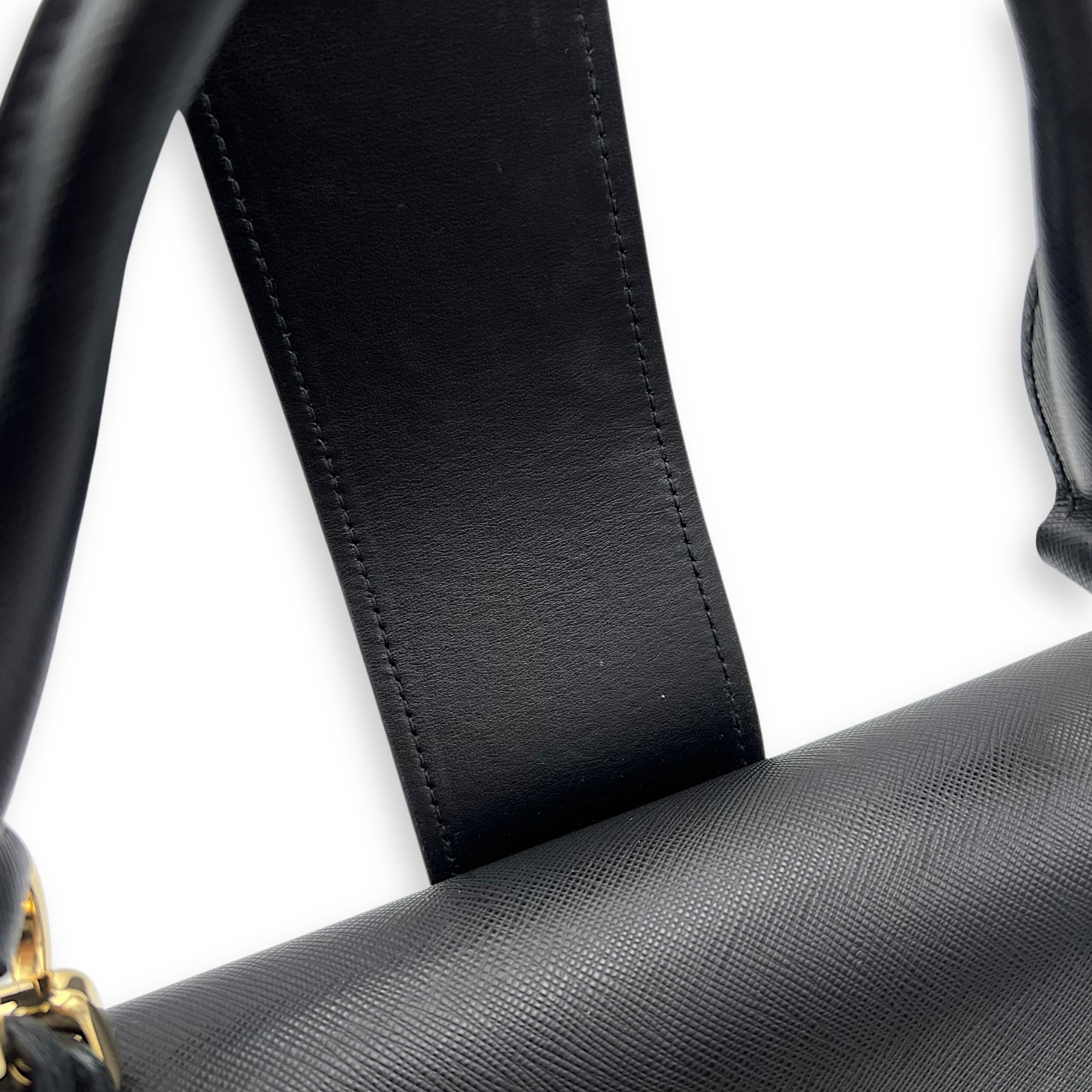 Sidonie Top Handle Bag Black in Saffiano Leather, Gold hardware - Image 16