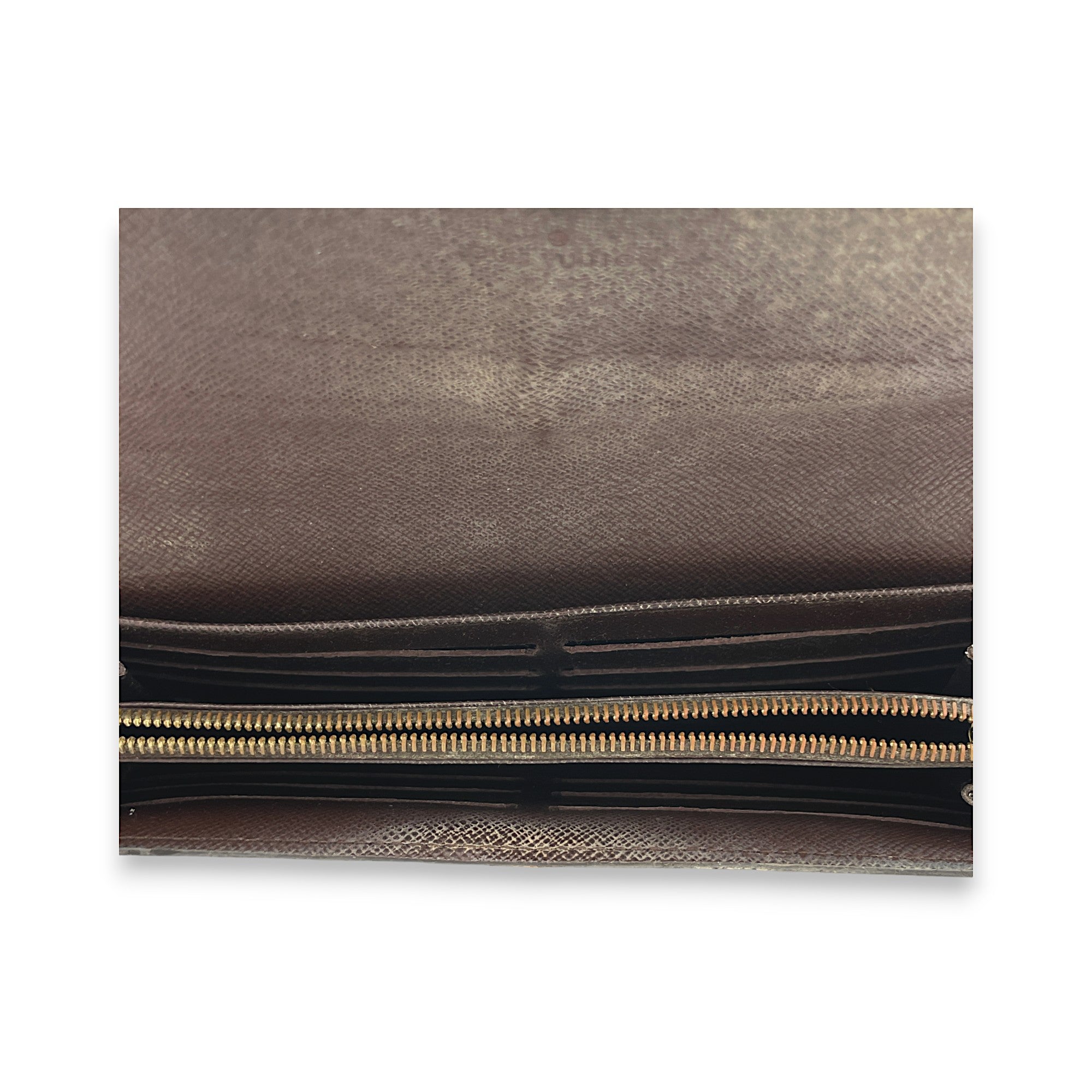 Sarah Long Brown Wallet in Coated Canvas, Gold hardware - Image 11