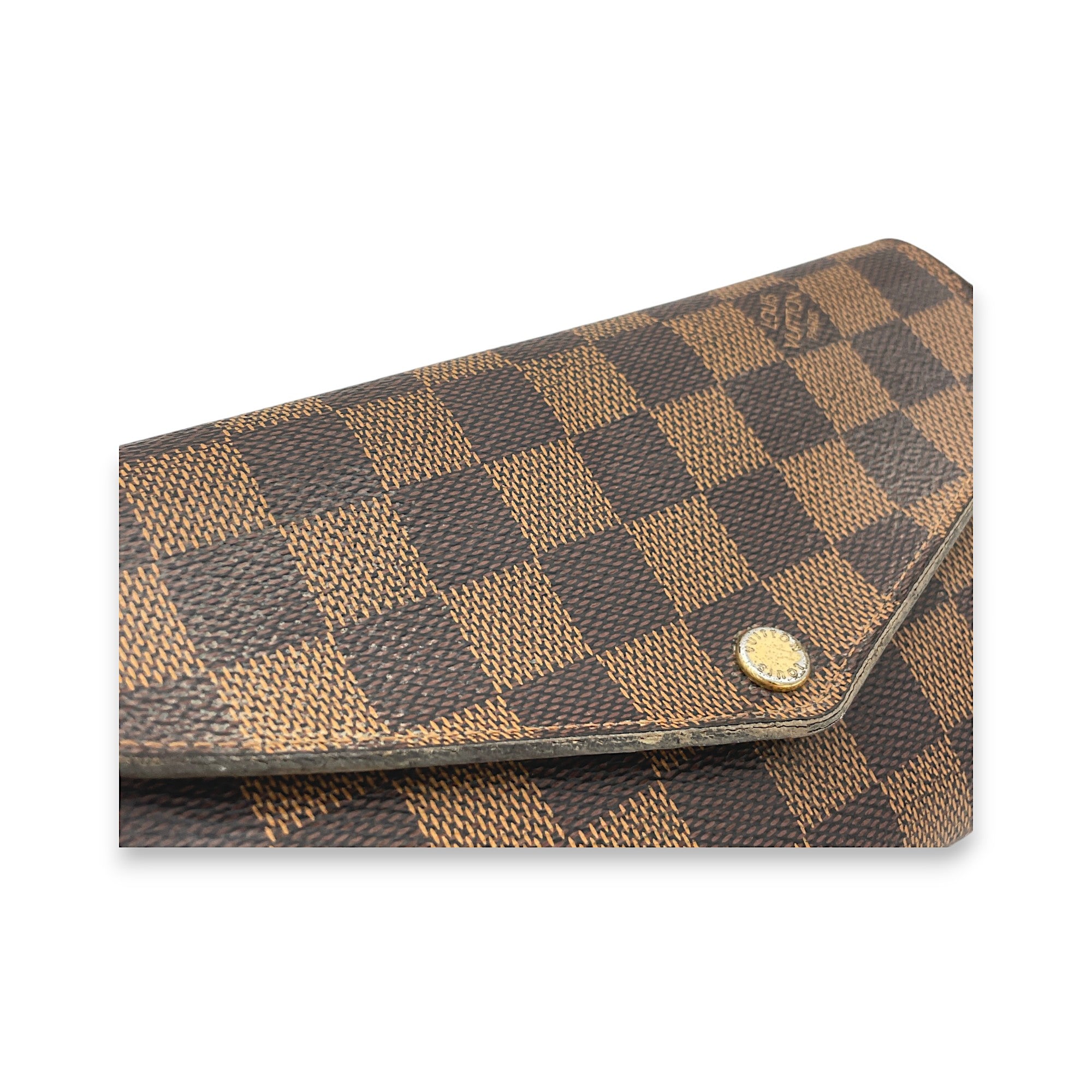 Sarah Long Brown Wallet in Coated Canvas, Gold hardware - Image 6