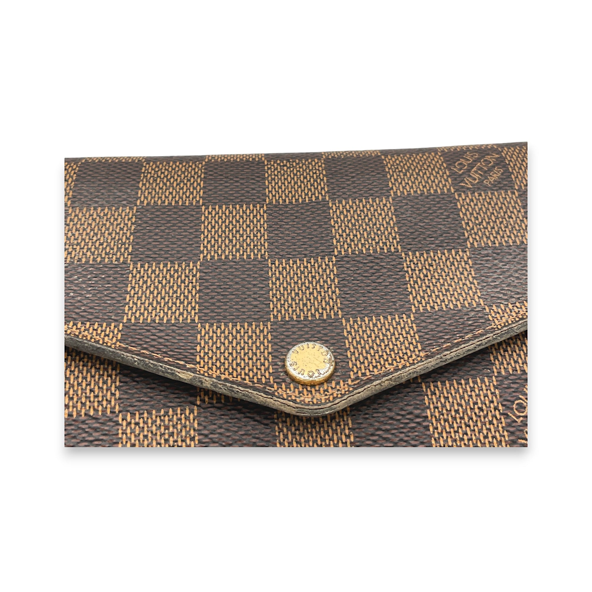 Sarah Long Brown Wallet in Coated Canvas, Gold hardware - Image 7