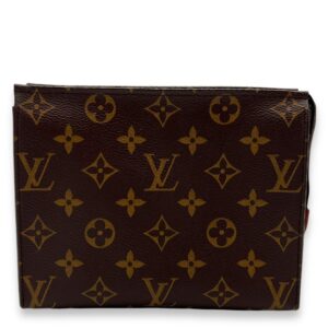 Pouch 19 Brown in Monogram Coated Canvas, Gold hardware