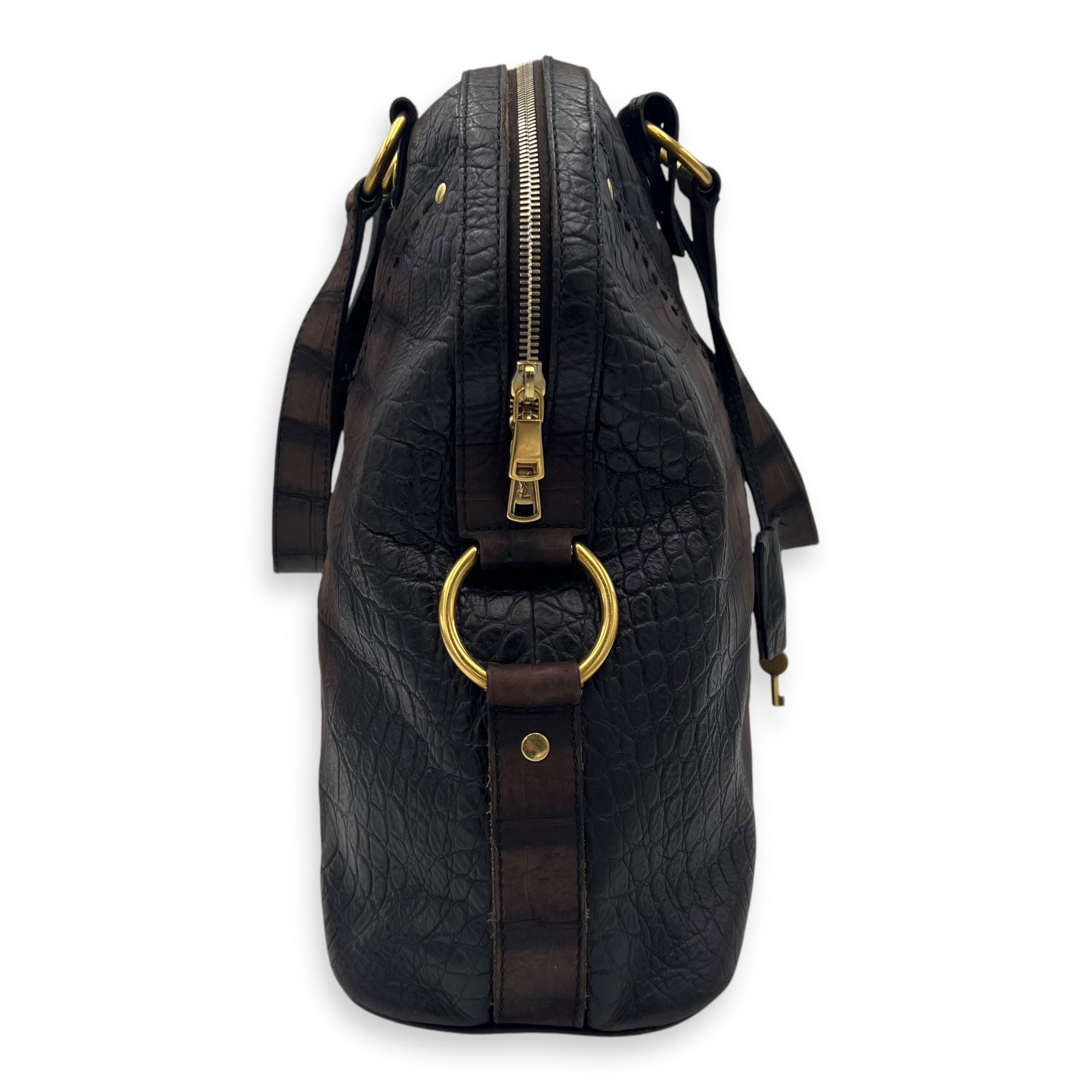 Muse Top Handle Bag Large Brown in Calfskin, Gold hardware - Image 3