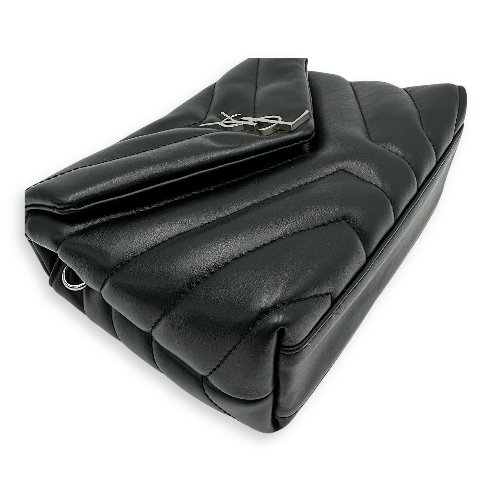 Quilted Loulou Toy Black Crossbody Bag in Calfskin, Silver hardware - Image 10