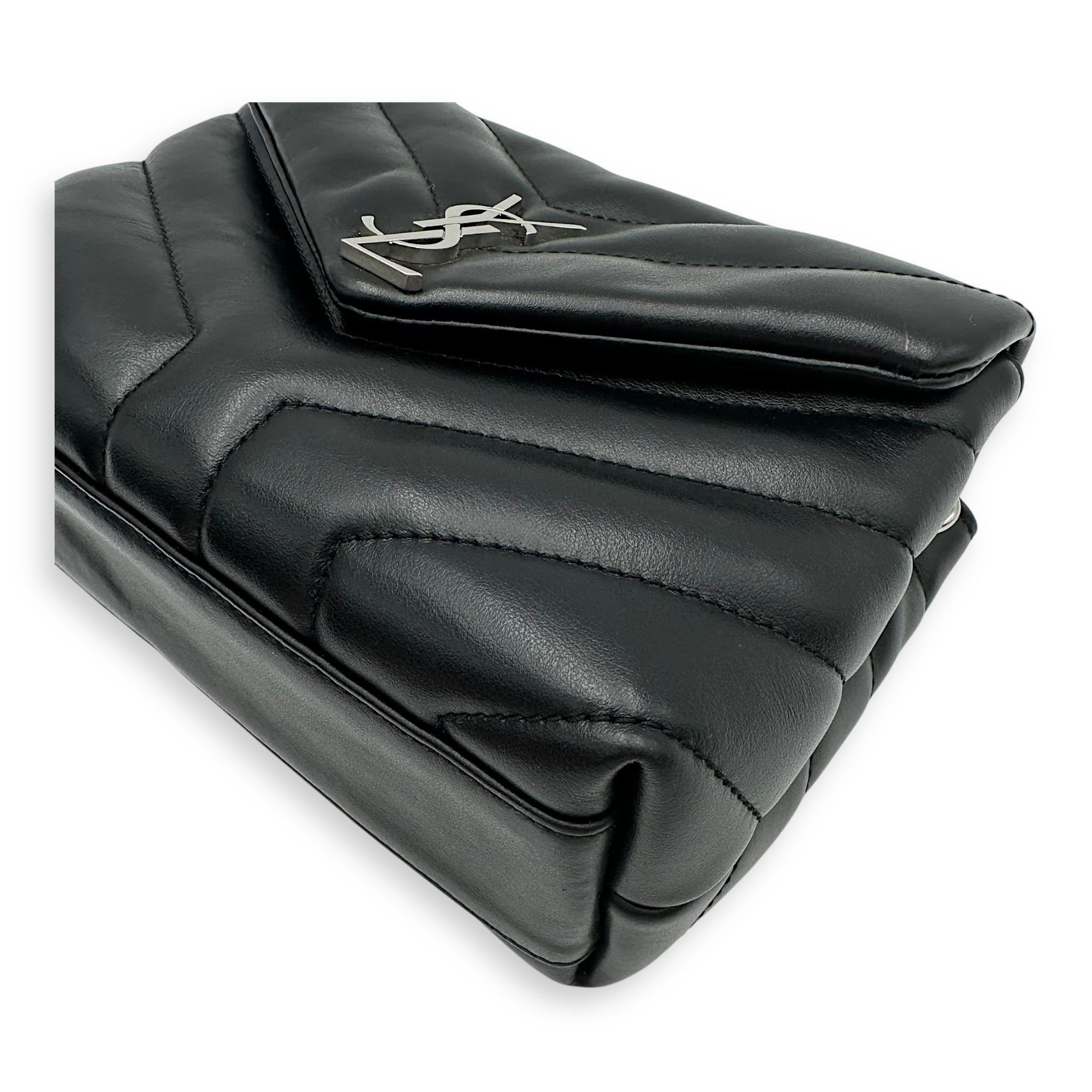 Quilted Loulou Toy Black Crossbody Bag in Calfskin, Silver hardware - Image 11