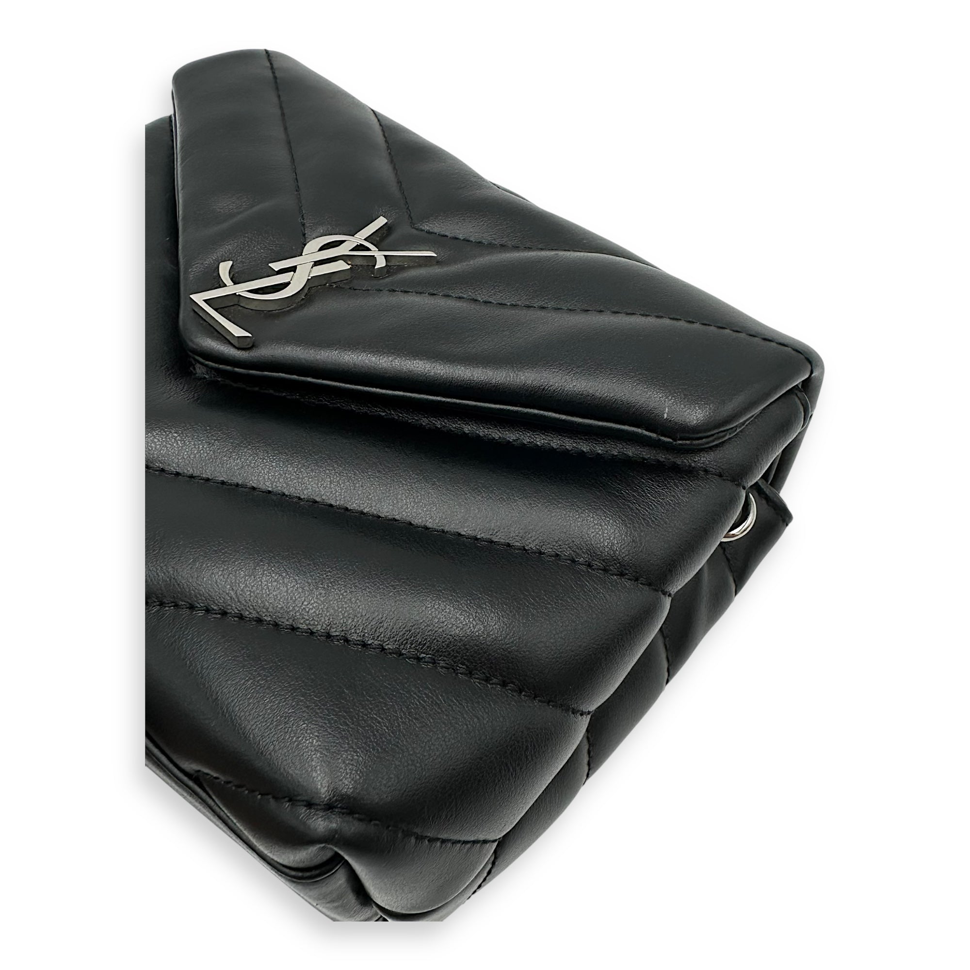 Quilted Loulou Toy Black Crossbody Bag in Calfskin, Silver hardware - Image 15