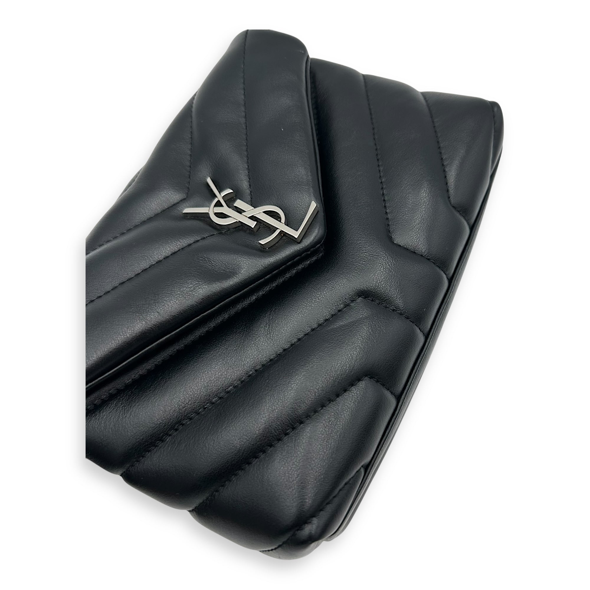 Quilted Loulou Toy Black Crossbody Bag in Calfskin, Silver hardware - Image 16