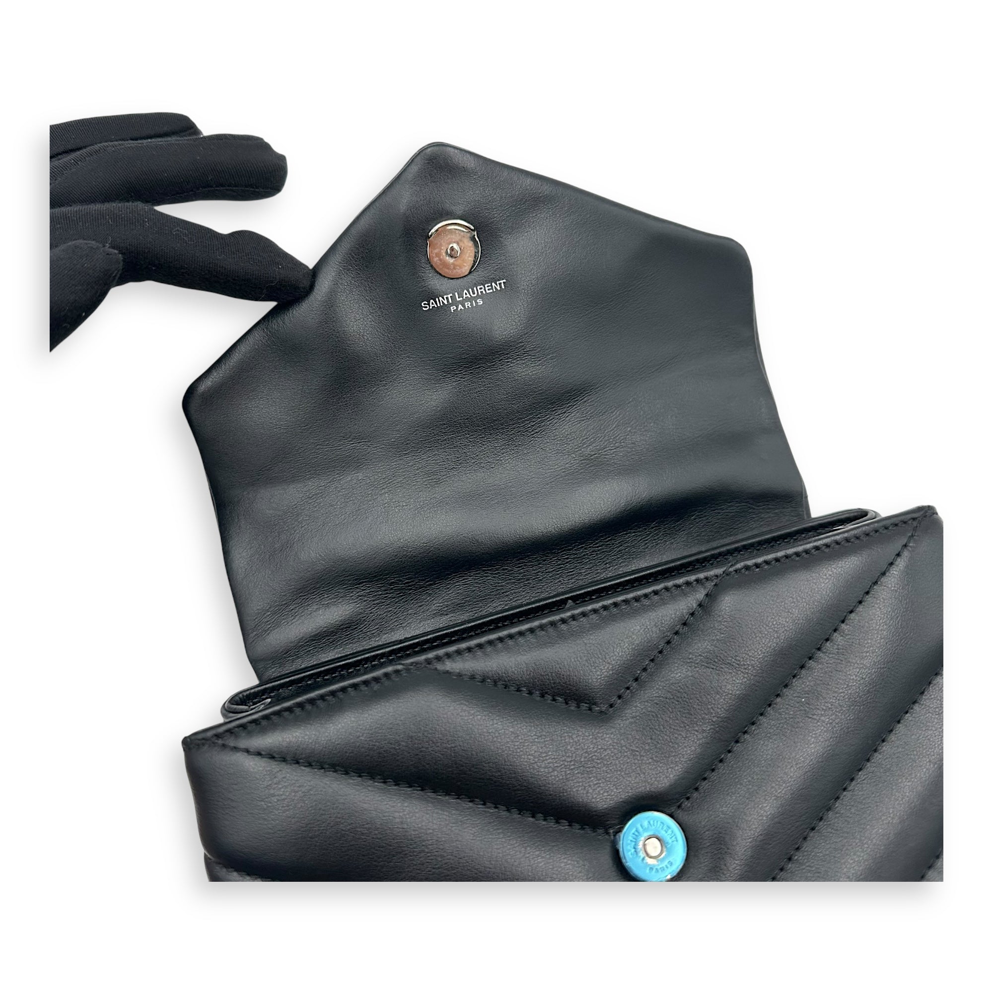 Quilted Loulou Toy Black Crossbody Bag in Calfskin, Silver hardware - Image 20