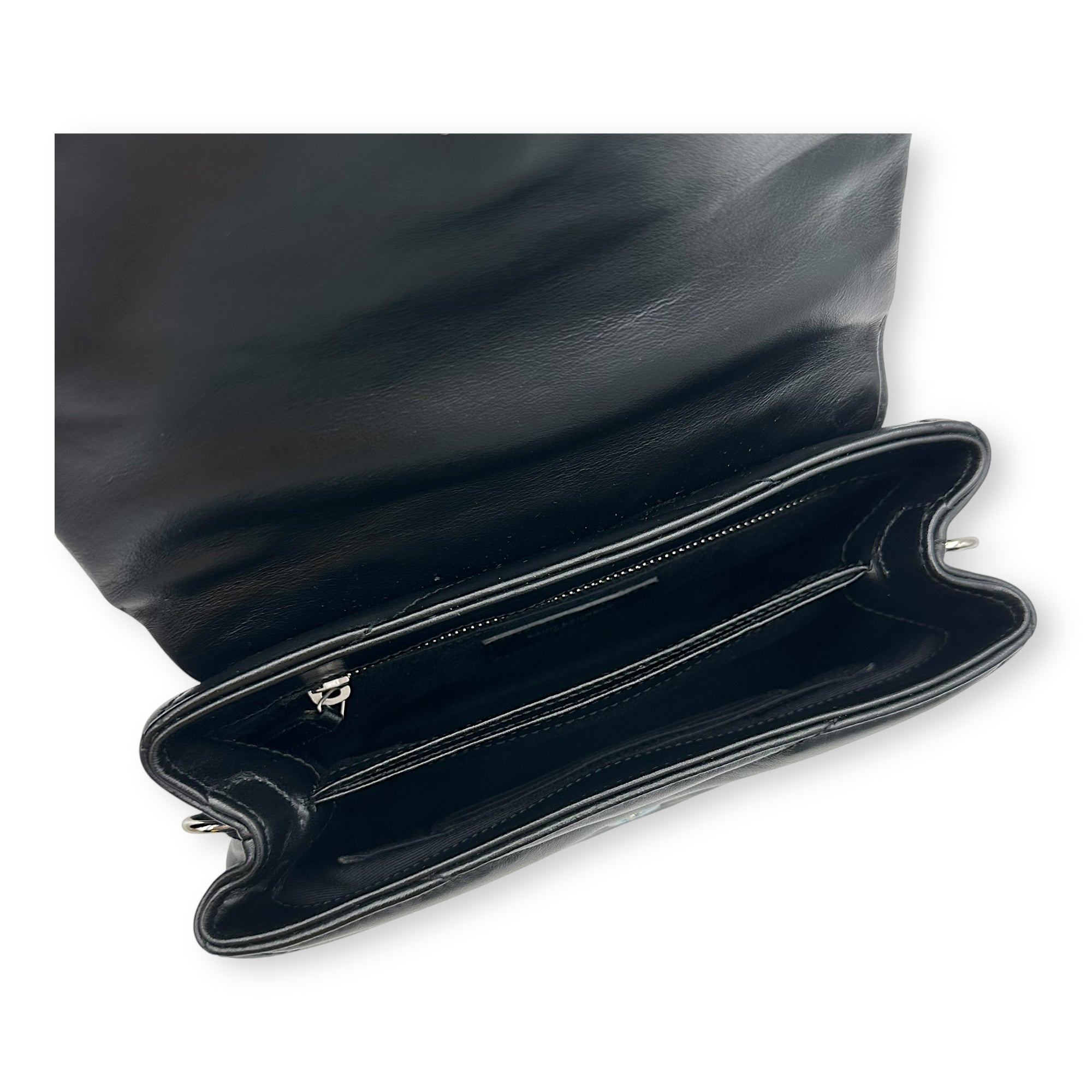 Quilted Loulou Toy Black Crossbody Bag in Calfskin, Silver hardware - Image 6