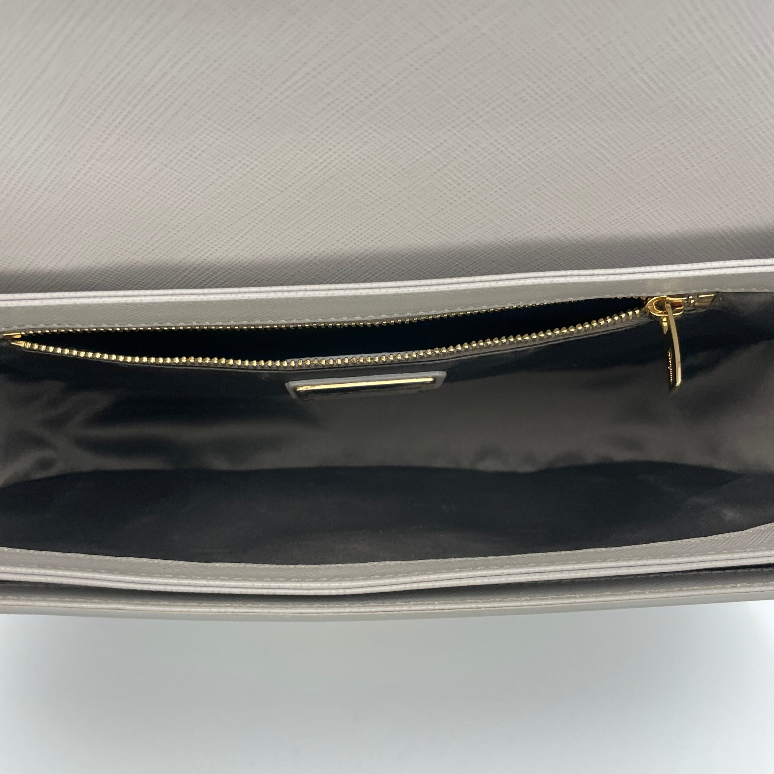 Greta Grey Shoulder Bag in Calfskin, Gold hardware - Image 11