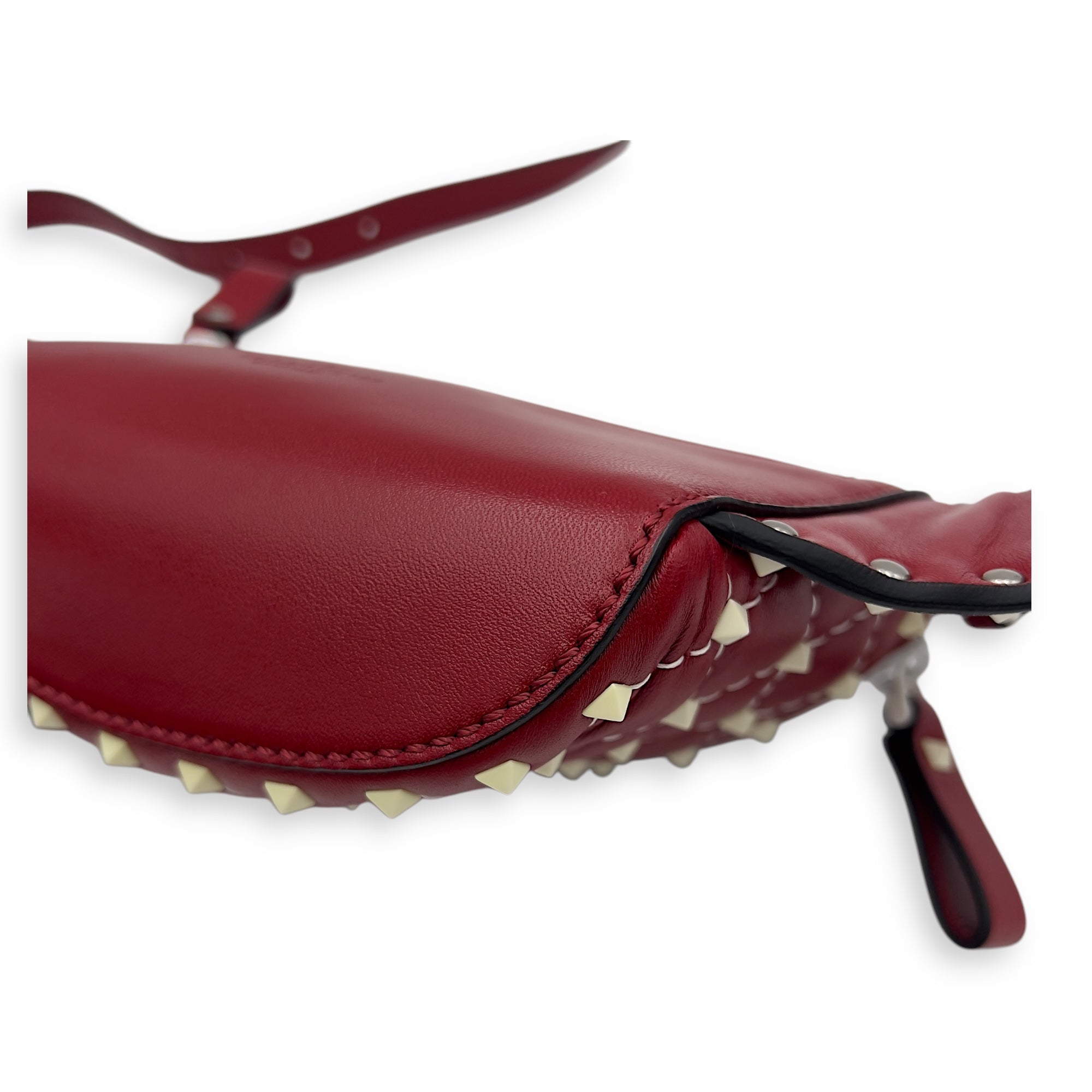 Rockstud Belt Bag Red in Calfskin, Lacquered Metal hardware - Image 10
