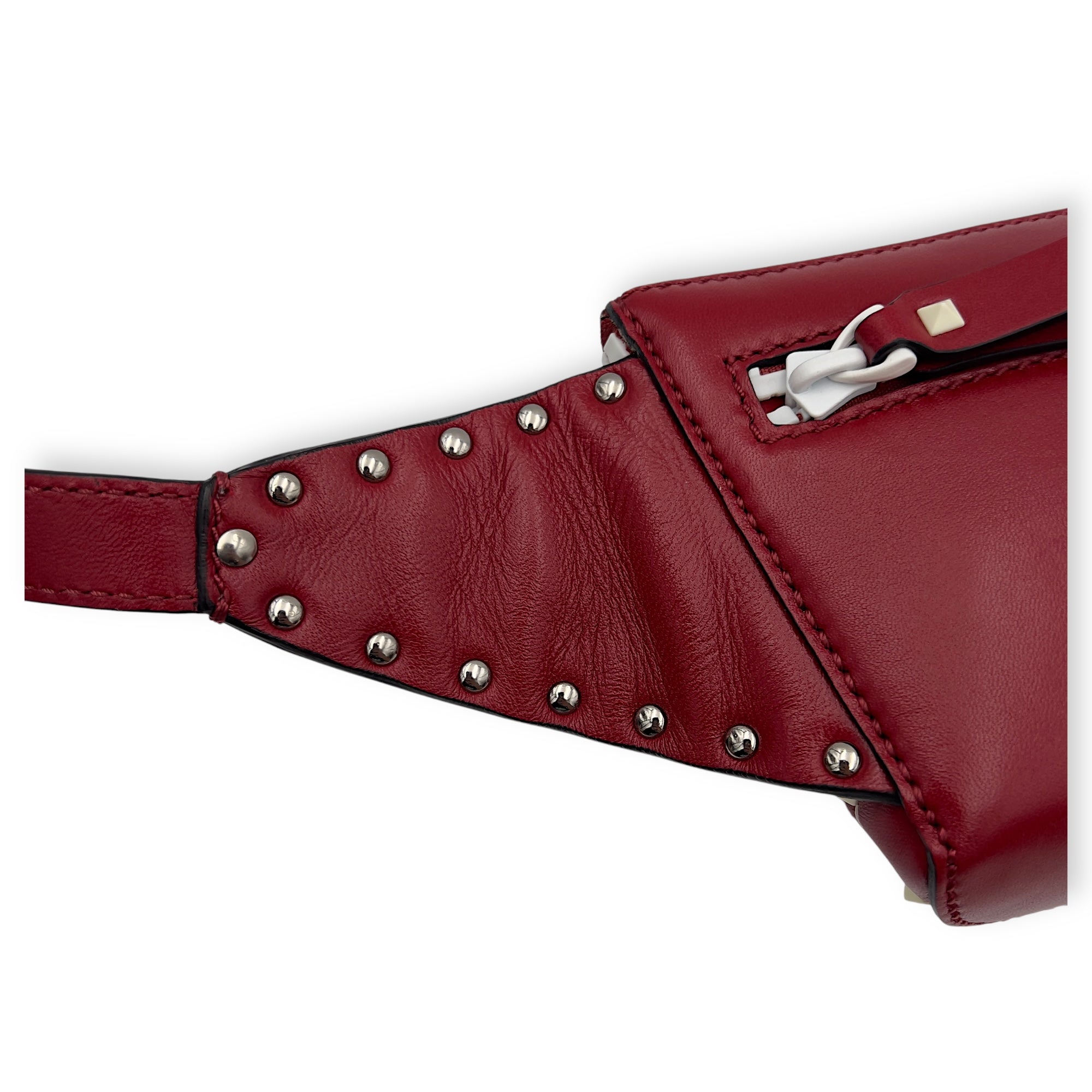 Rockstud Belt Bag Red in Calfskin, Lacquered Metal hardware - Image 13