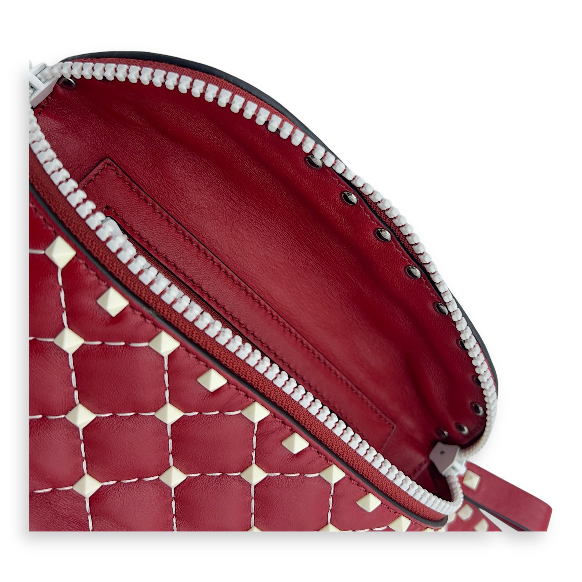 Rockstud Belt Bag Red in Calfskin, Lacquered Metal hardware - Image 14