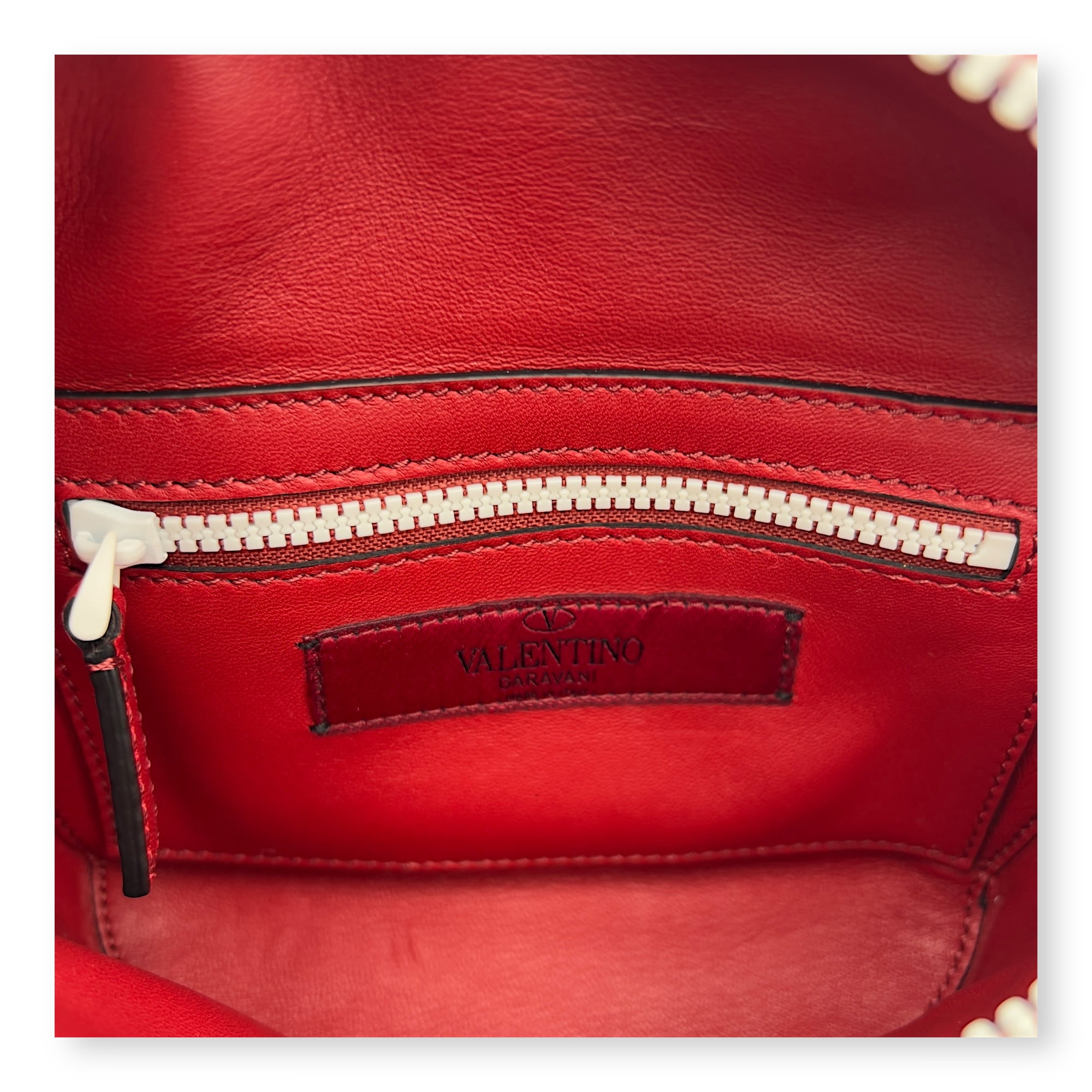 Rockstud Belt Bag Red in Calfskin, Lacquered Metal hardware - Image 6