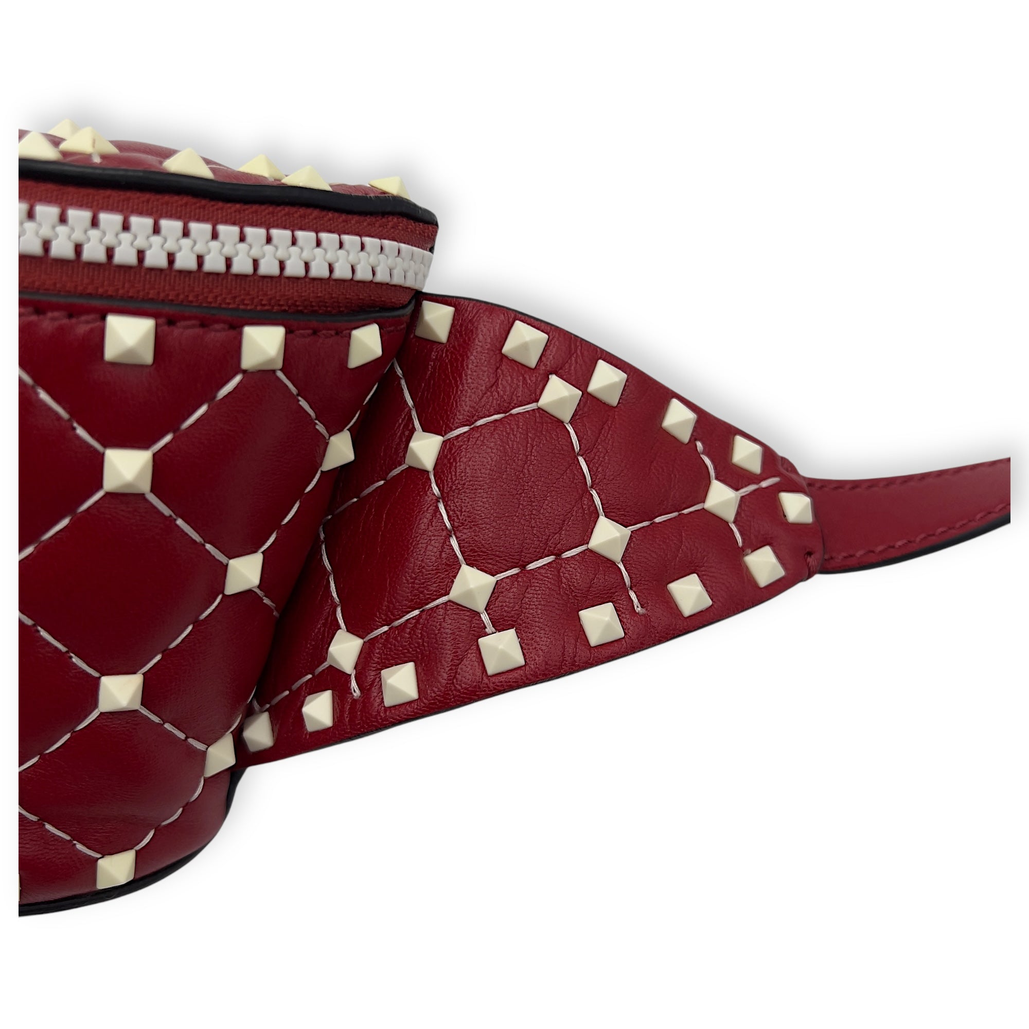 Rockstud Belt Bag Red in Calfskin, Lacquered Metal hardware - Image 9