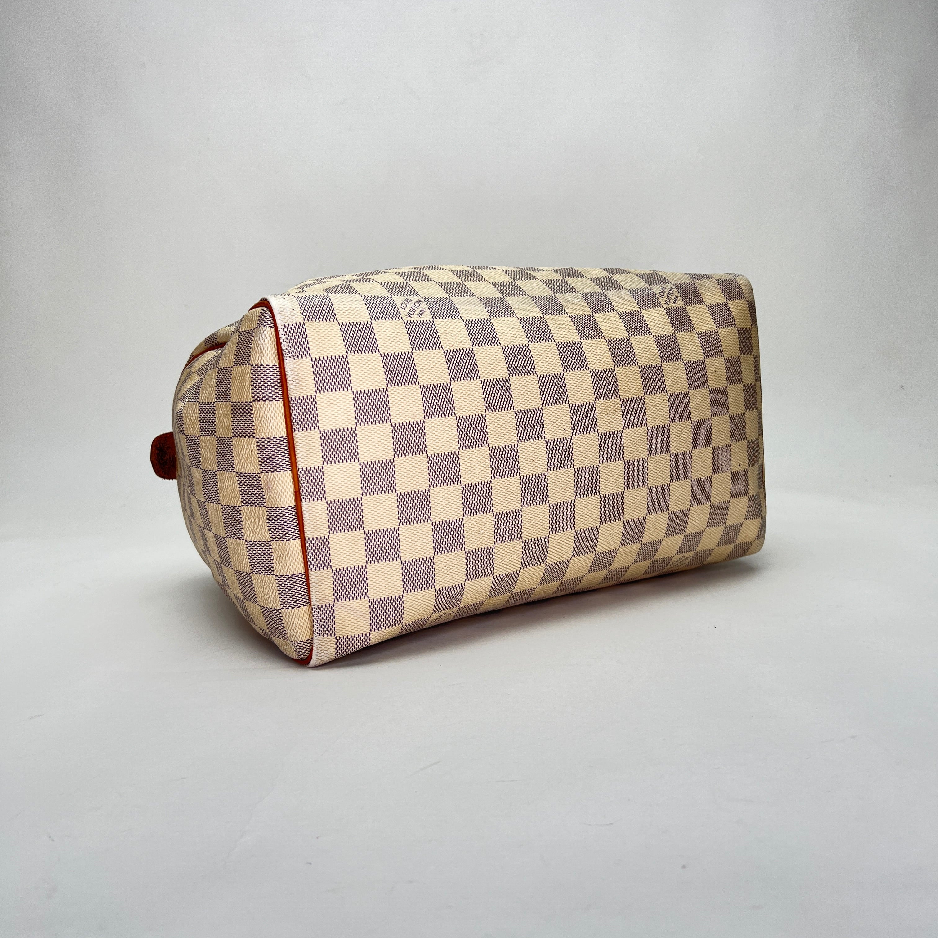 Speedy 30 White Top Handle Bag in Coated Canvas, Gold hardware - Image 5