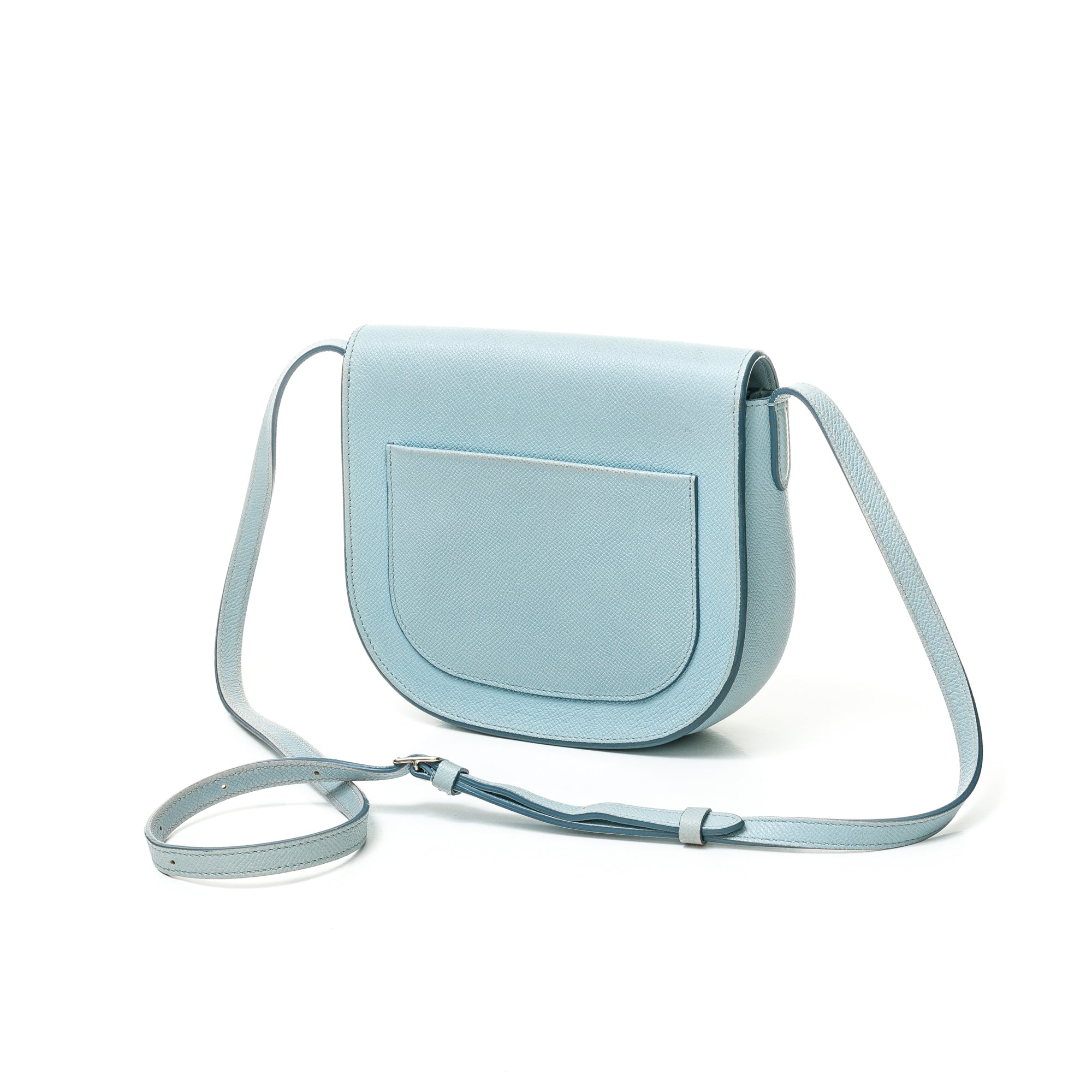 Trotteur Small Blue Crossbody Bag in Calfskin, Brushed Silver hardware - Image 2