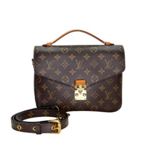 Metis Pochette Brown Crossbody Bag in Monogram Coated Canvas, Gold hardware