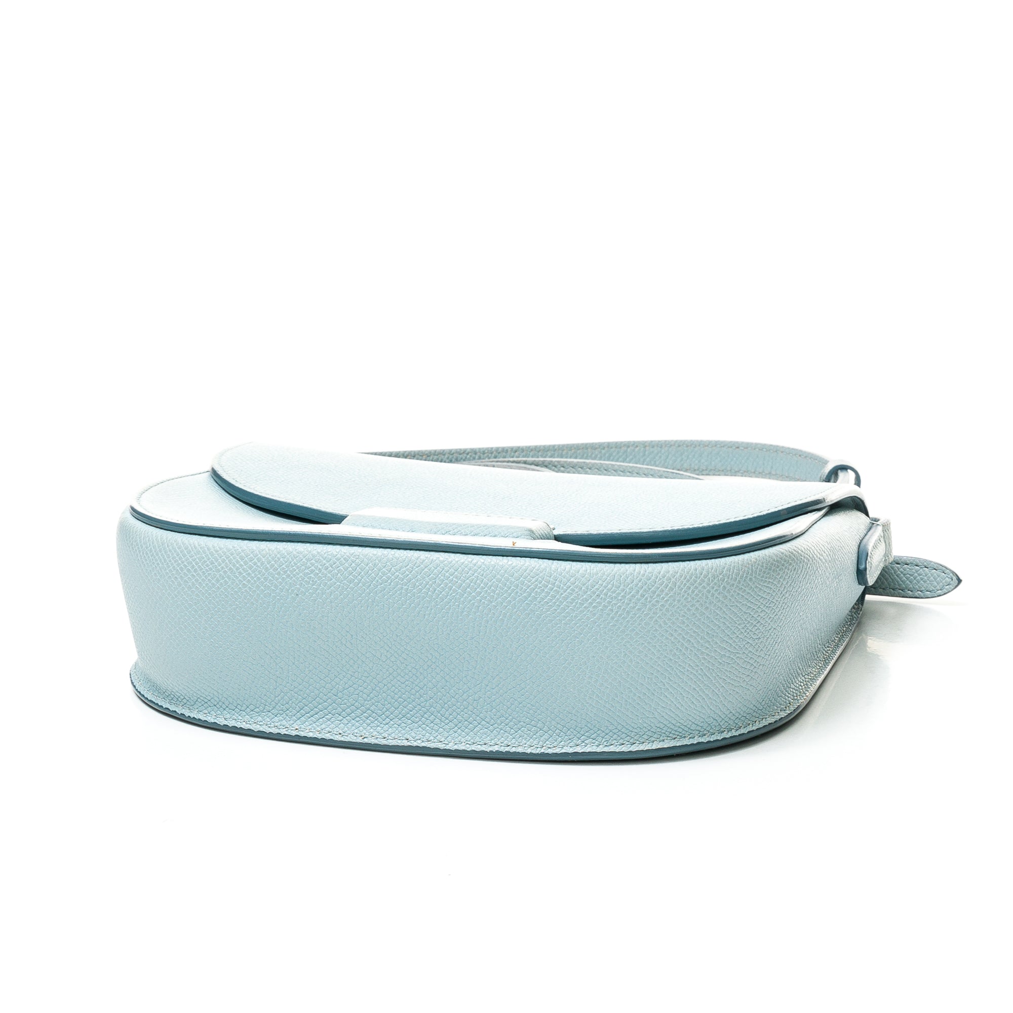 Trotteur Small Blue Crossbody Bag in Calfskin, Brushed Silver hardware - Image 3