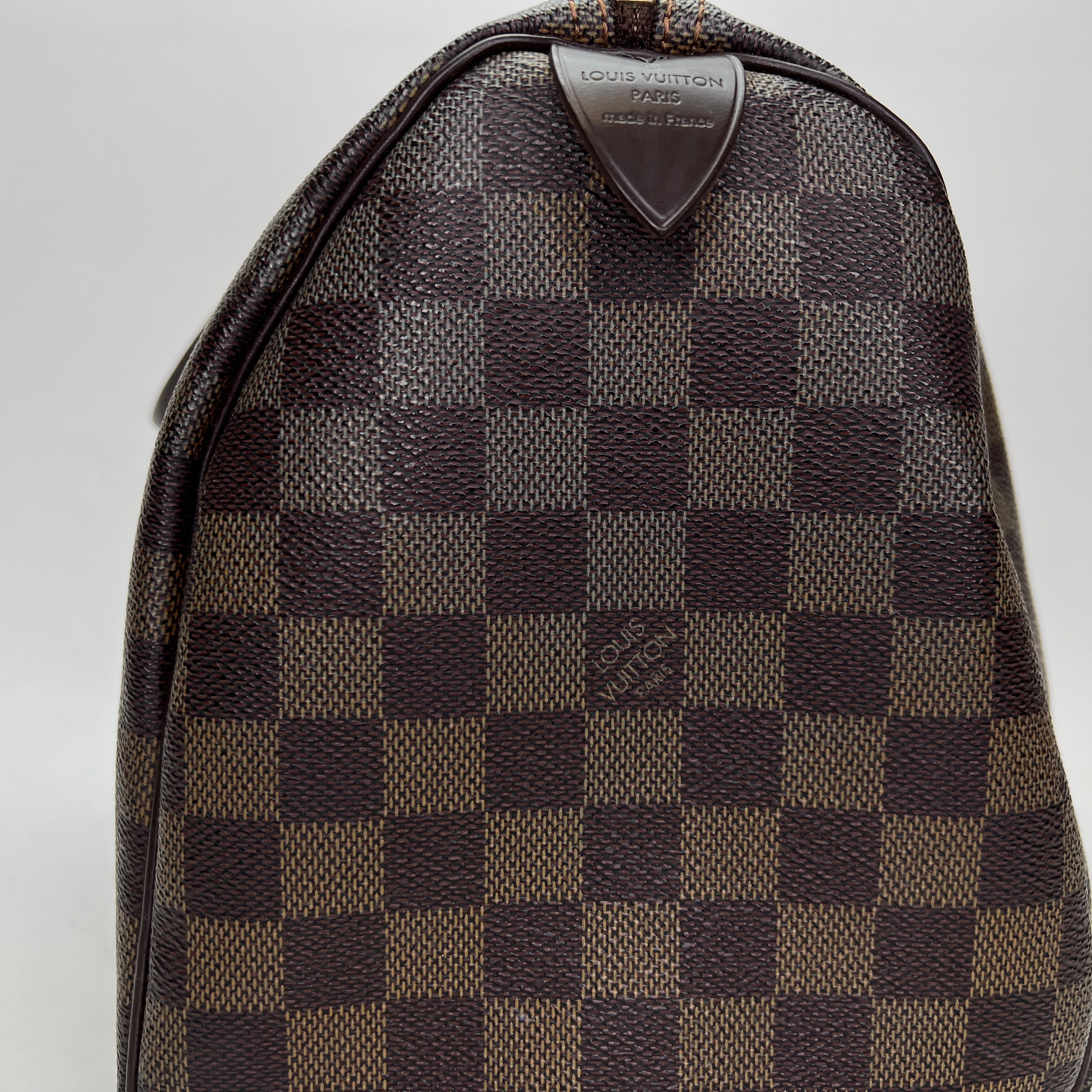 Speedy 30 Brown Top Handle Bag in Coated Canvas, Gold hardware - Image 7