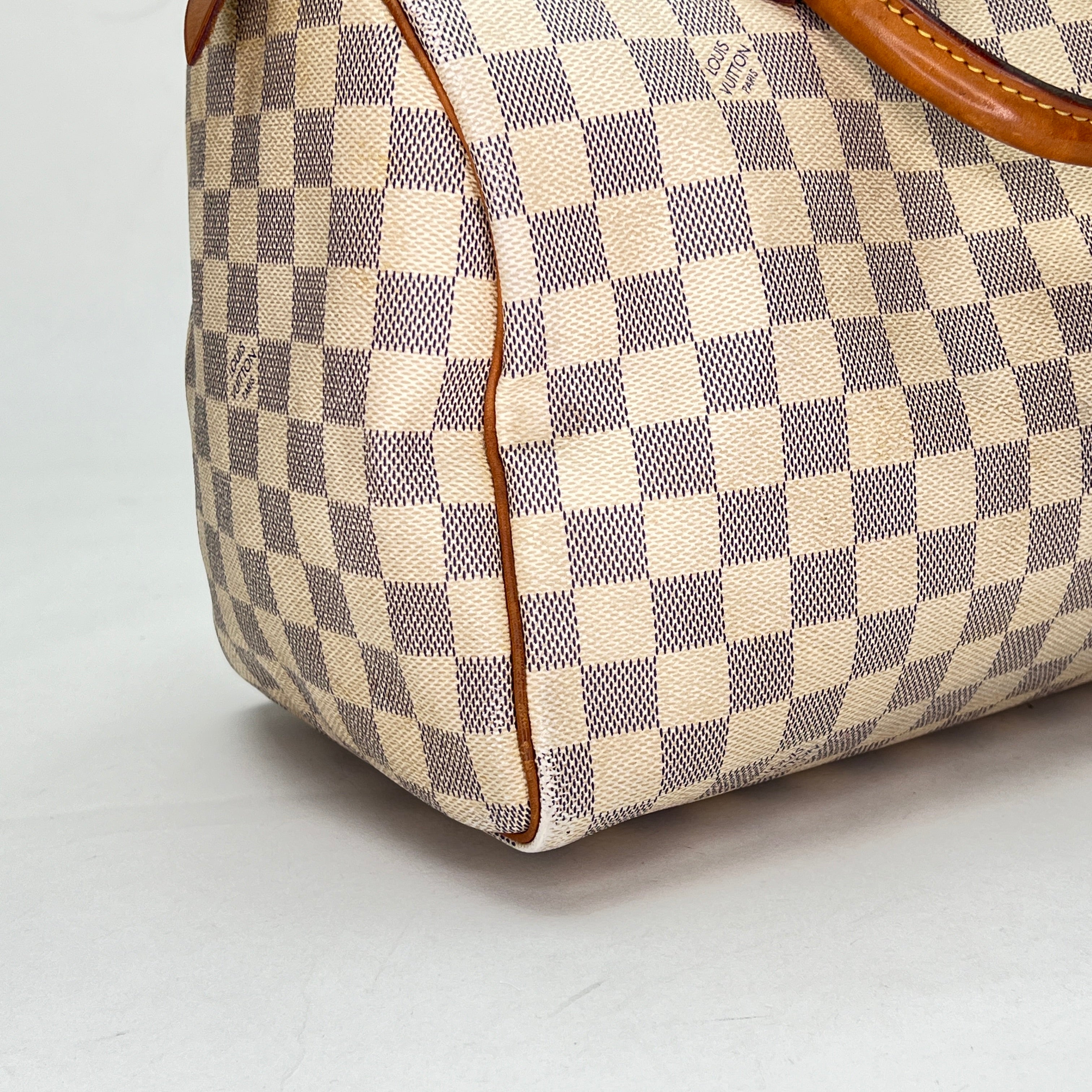 Speedy 30 White Top Handle Bag in Coated Canvas, Gold hardware - Image 10