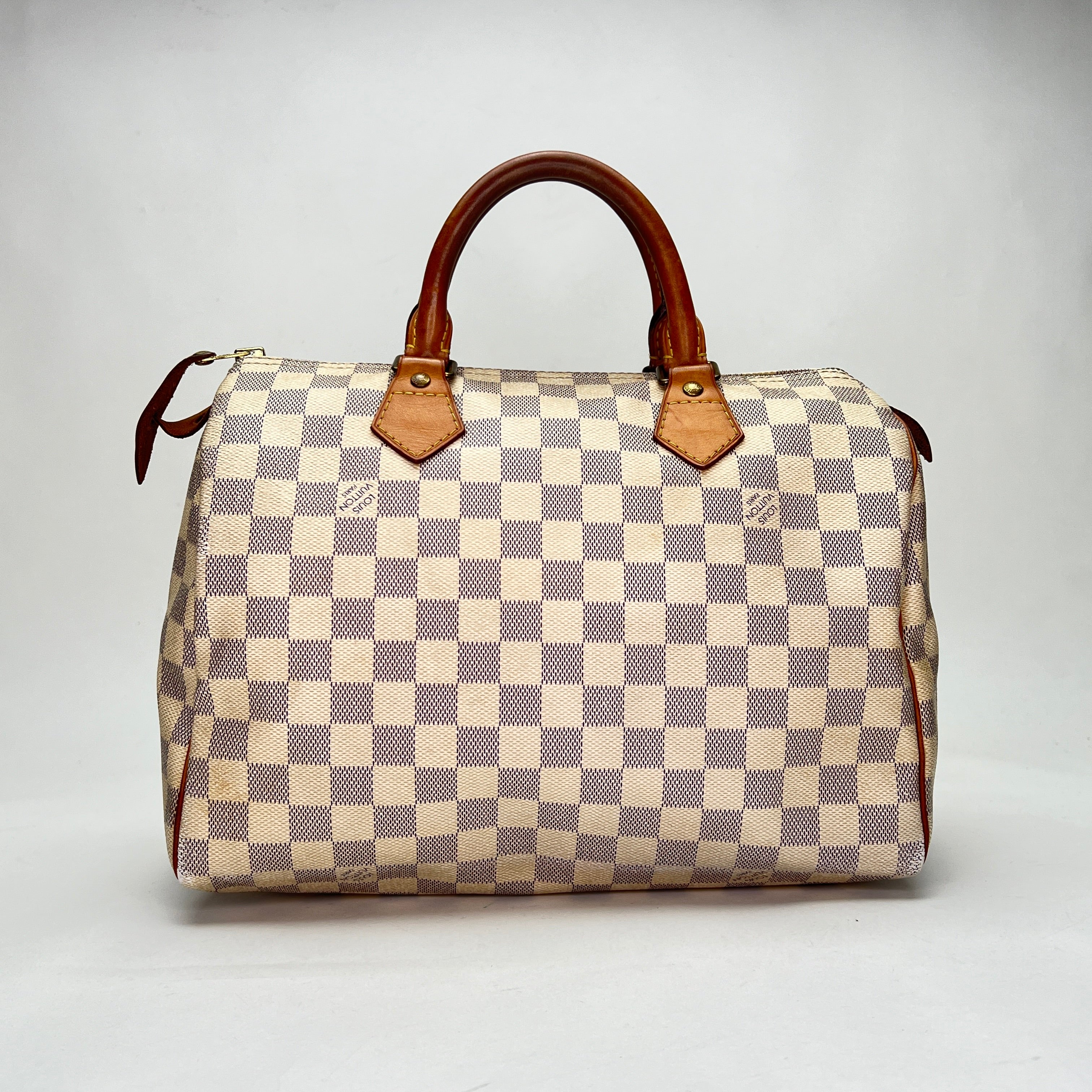 Speedy 30 White Top Handle Bag in Coated Canvas, Gold hardware - Image 2