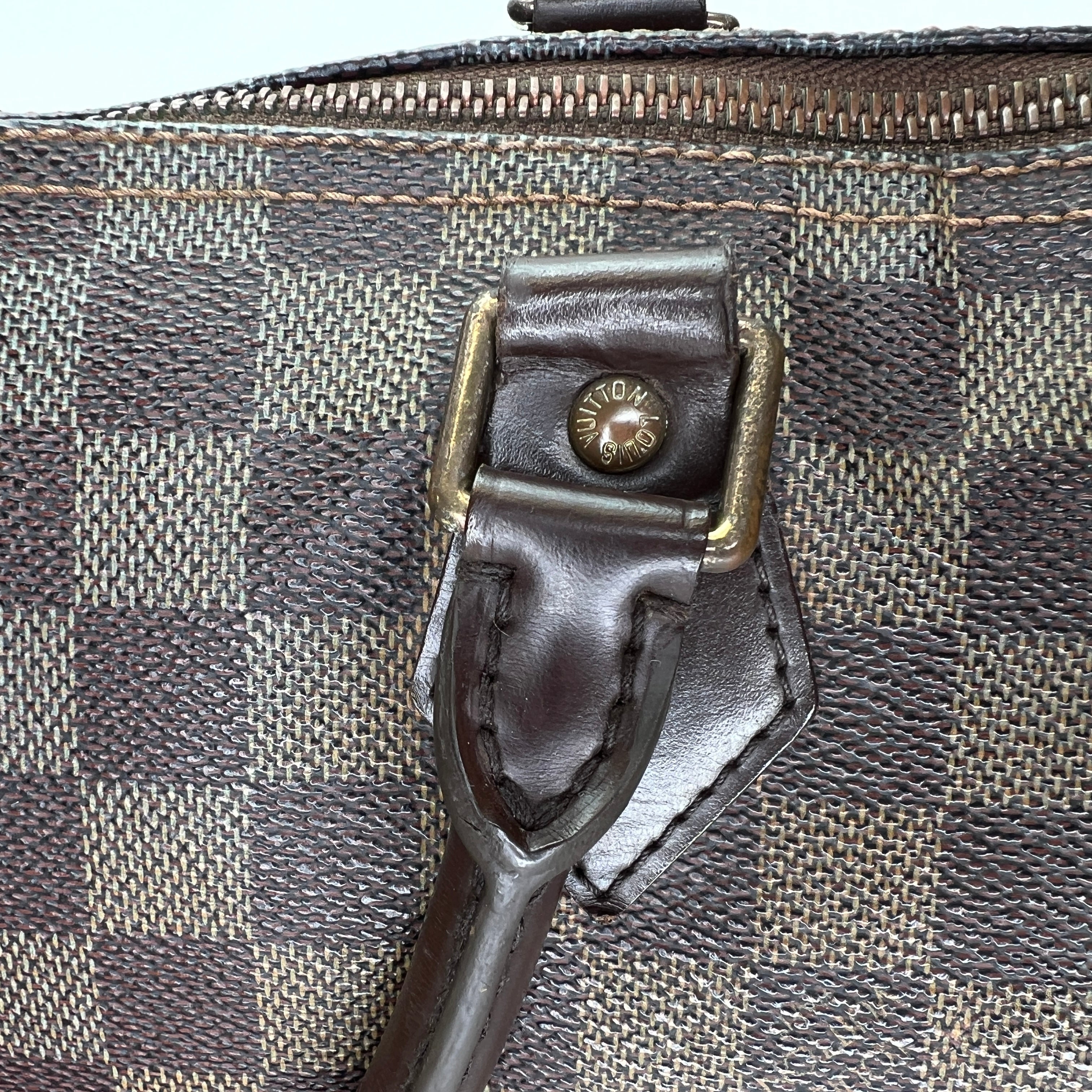 Speedy 30 Brown Top Handle Bag in Coated Canvas, Gold hardware - Image 9