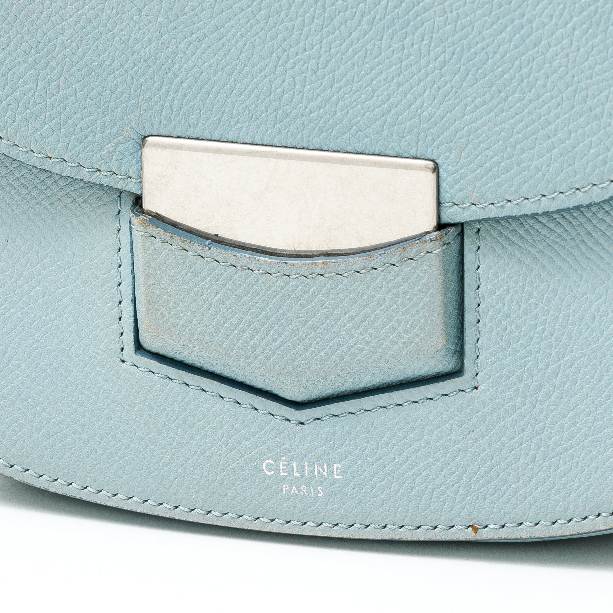 Trotteur Small Blue Crossbody Bag in Calfskin, Brushed Silver hardware - Image 4