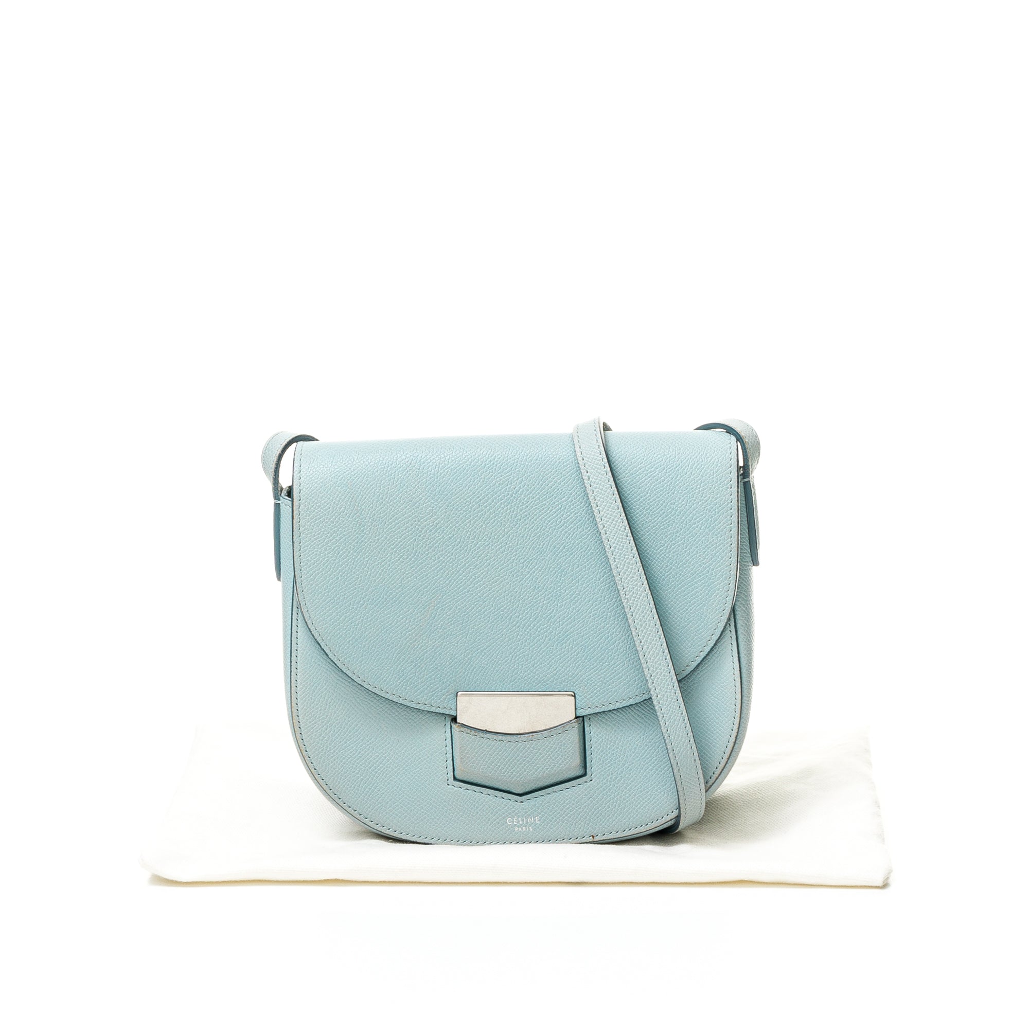 Trotteur Small Blue Crossbody Bag in Calfskin, Brushed Silver hardware - Image 8