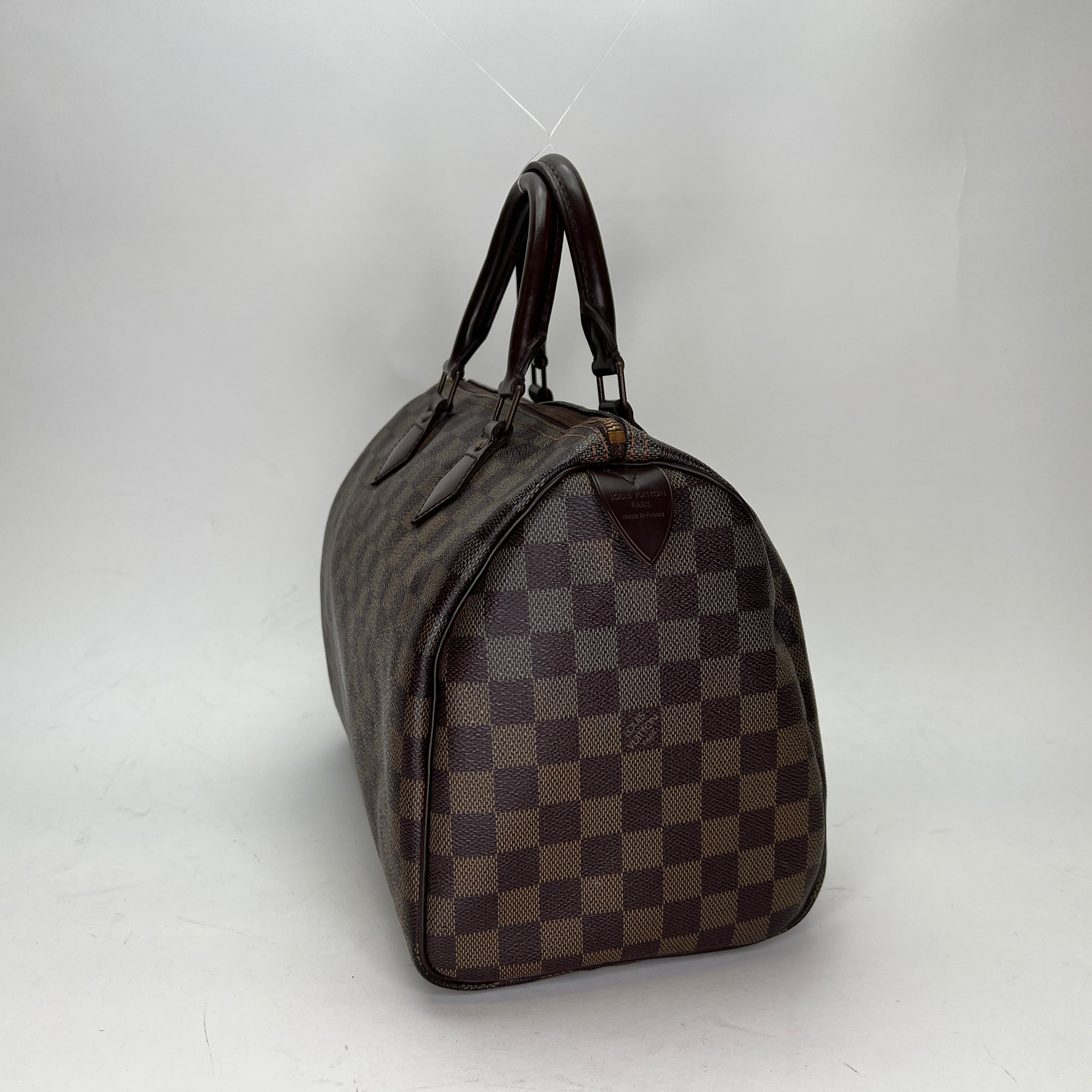 Speedy 30 Brown Top Handle Bag in Coated Canvas, Gold hardware - Image 4