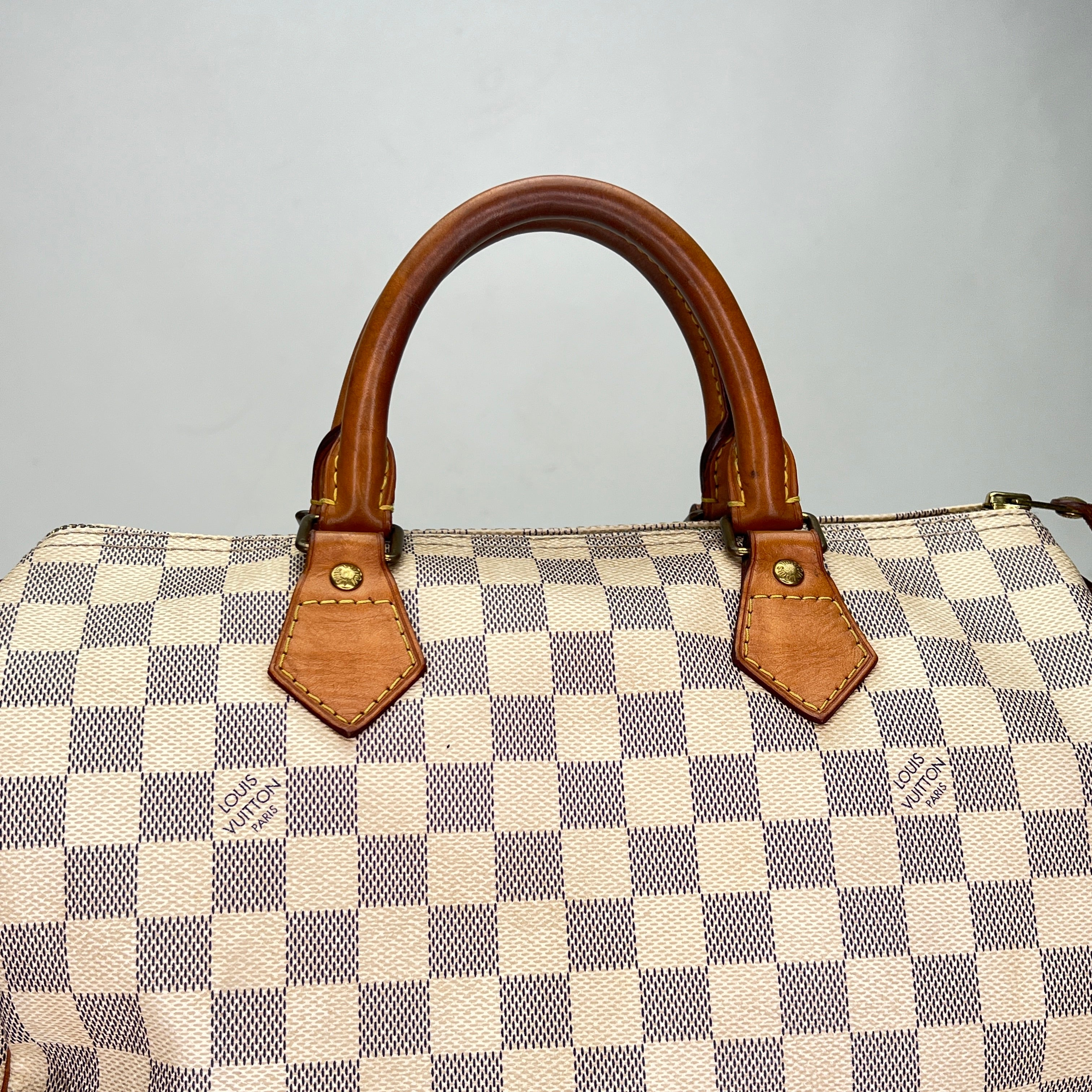 Speedy 30 White Top Handle Bag in Coated Canvas, Gold hardware - Image 8